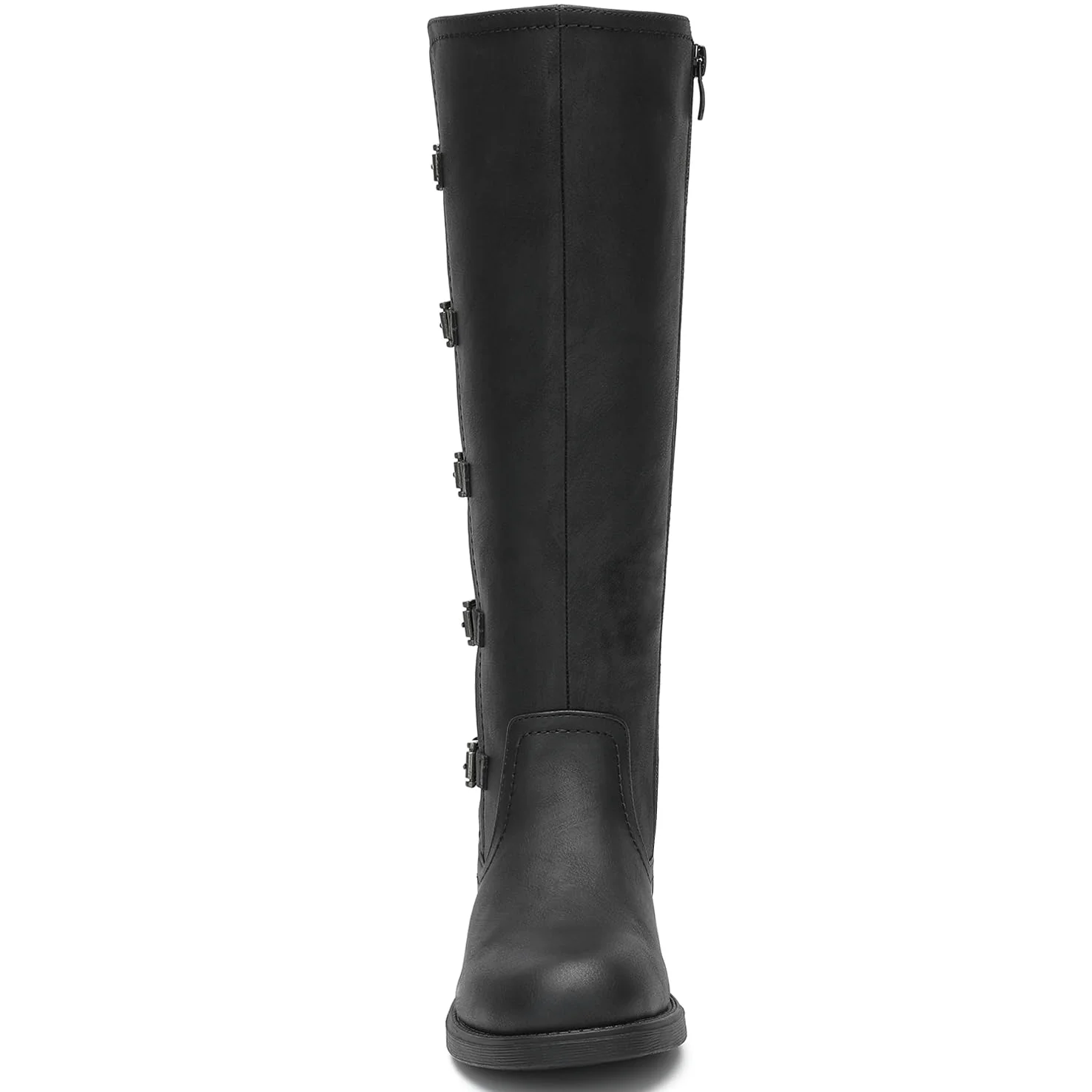 GLOBALWIN Botas de equitación hasta la rodilla para mujer, botas altas para montar a caballo con hebilla de metal, cremallera lateral, tacón grueso