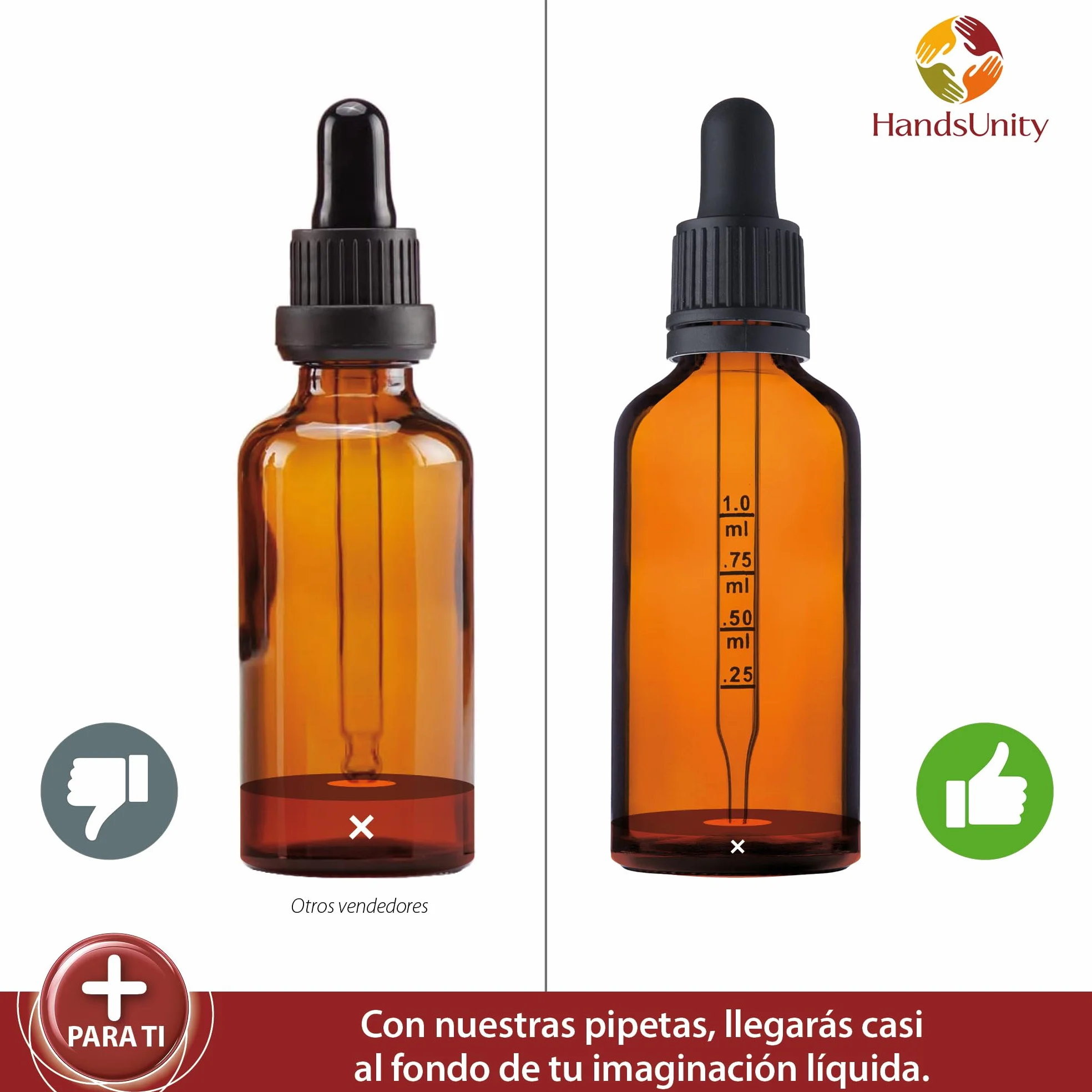 Juego de Frasco de Pipeta de Vidrio Ámbar 50ml - Botellas de Vidrio Marrón con Tapa Negra - 12 Piezas