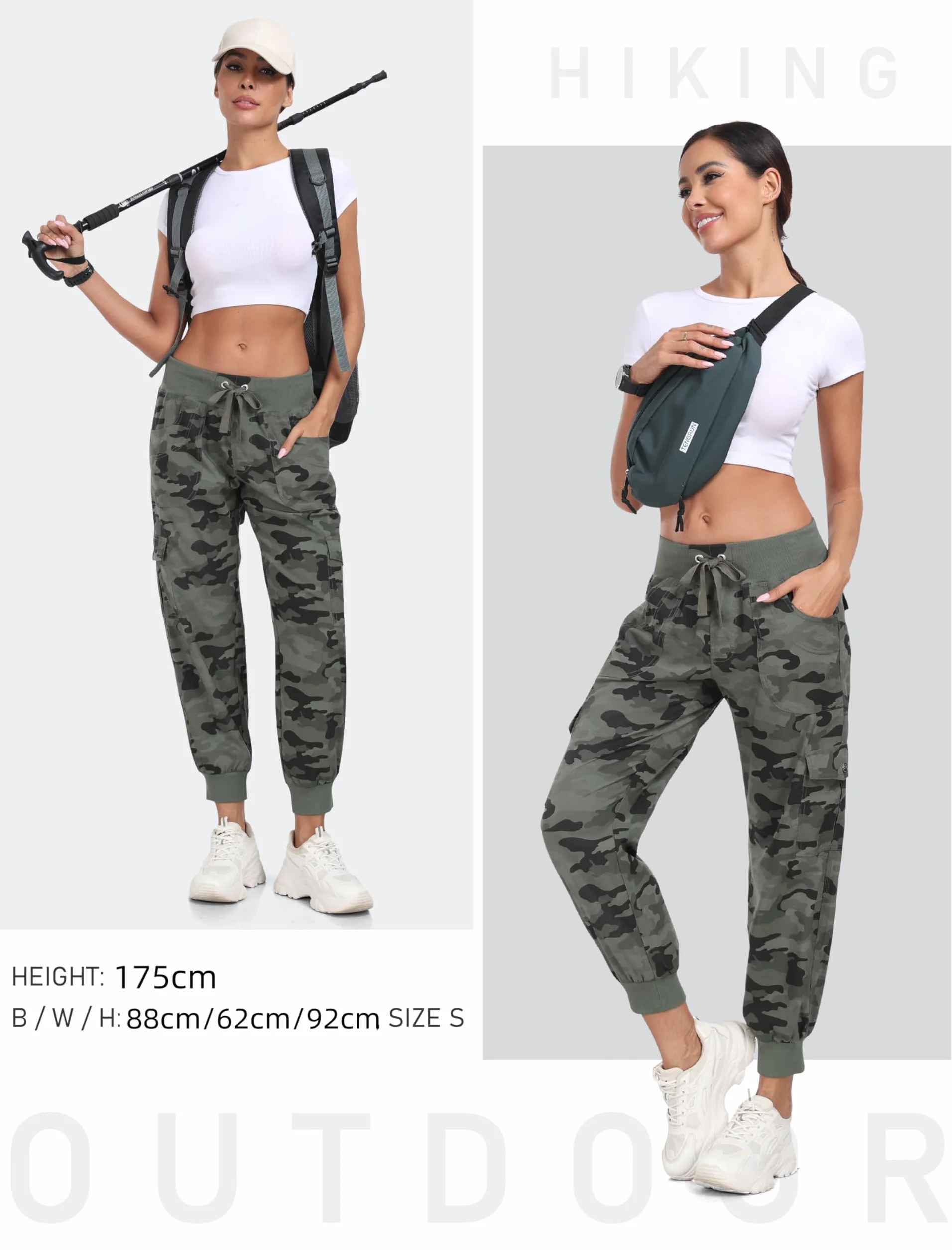 JINSHI Pantalones Mujer Cargo Pantalón Largo Trabajo Pant Deportivo Jogger Cintura Alta con Bolsillos