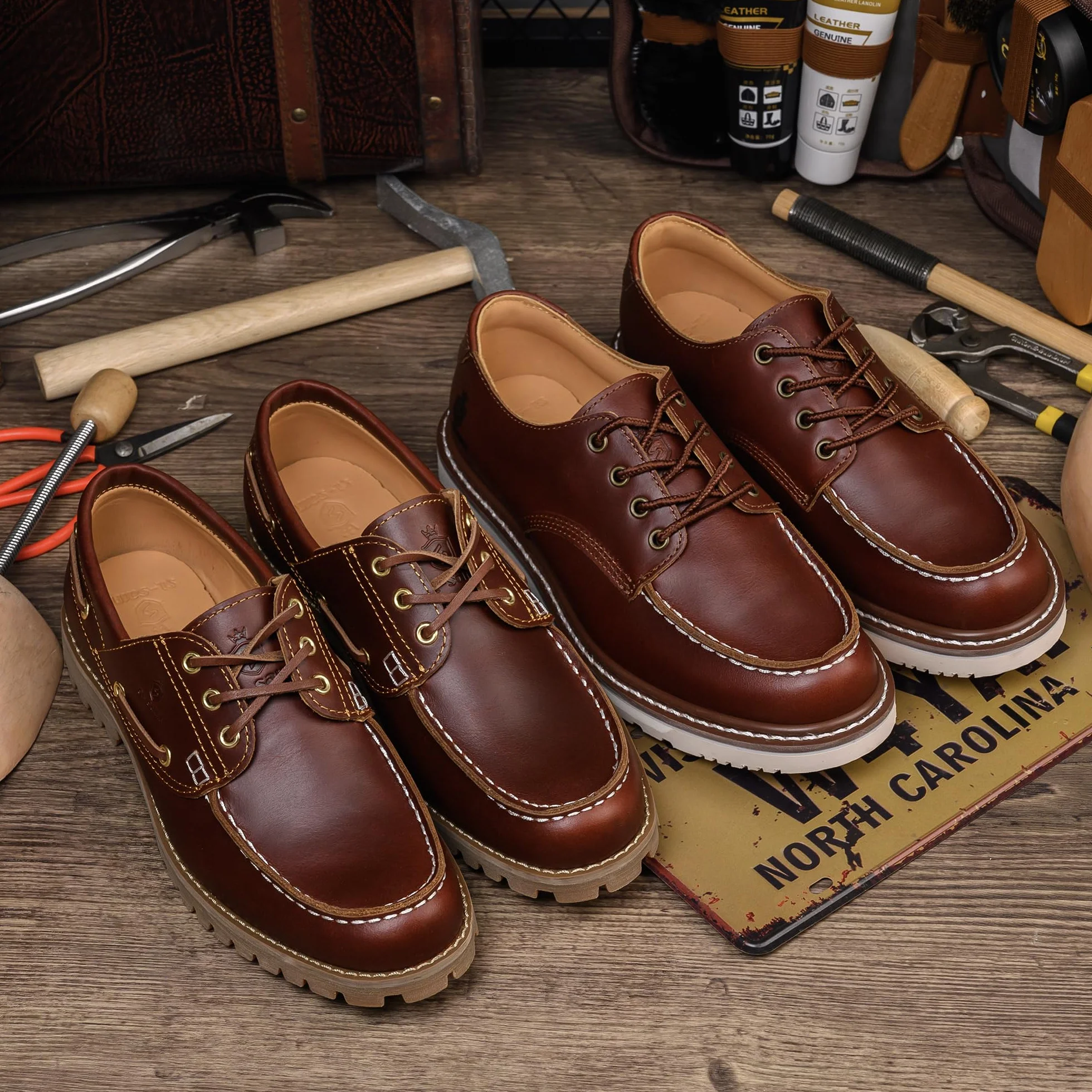 Hecho a Mano de los Hombres clásicos Boat & Deck Zapatos Moc Toe Lace Up Cómodo Moda Casual Náuticos