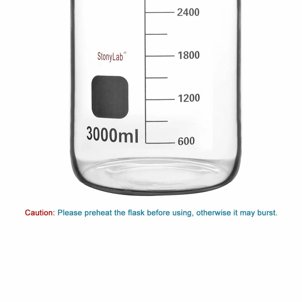 Vaso de Precipitados de Vidrio Borosilicato Graduado 3000 ml Forma Baja Griffin con Pico de Vertido