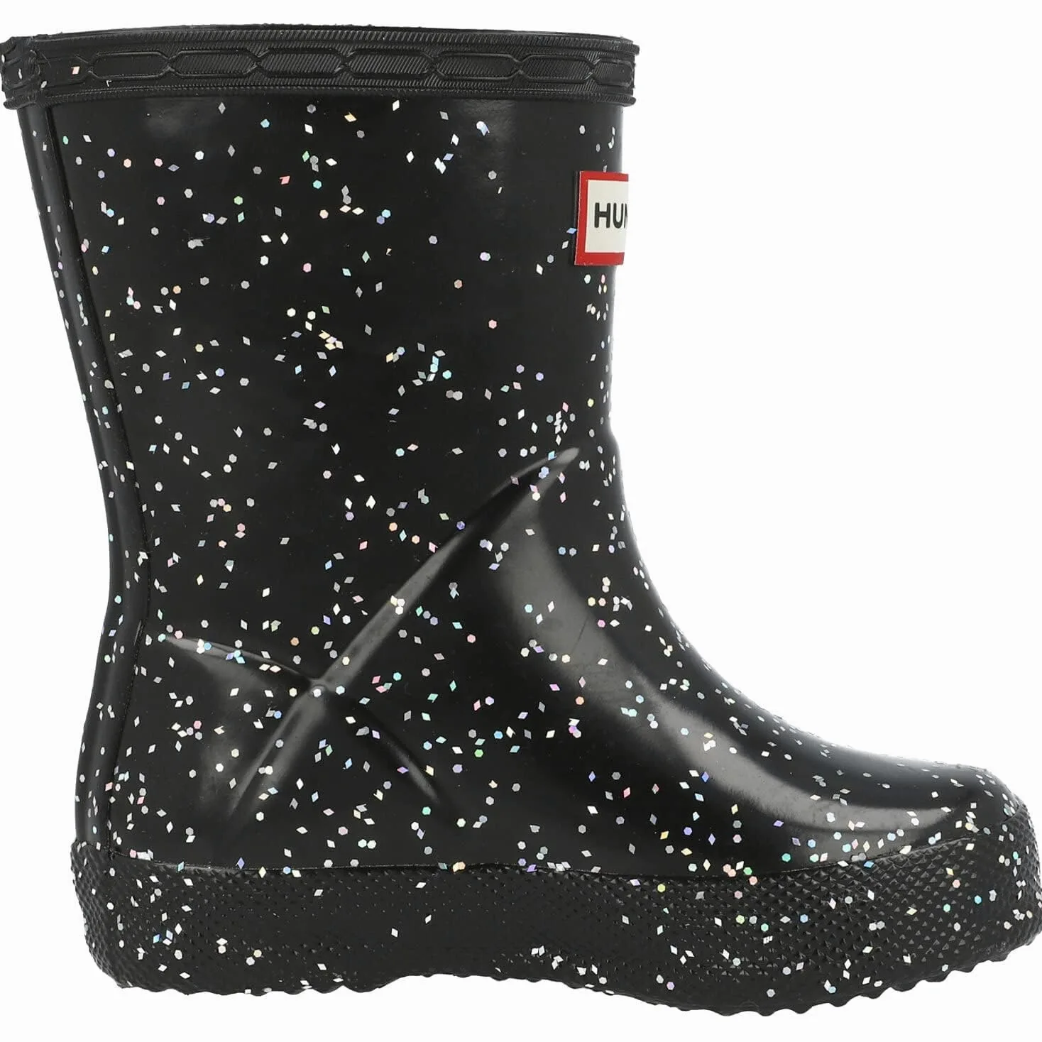 HUNTER Kids First Classic Giant Glitter Negro Caucho Botas De Lluvia