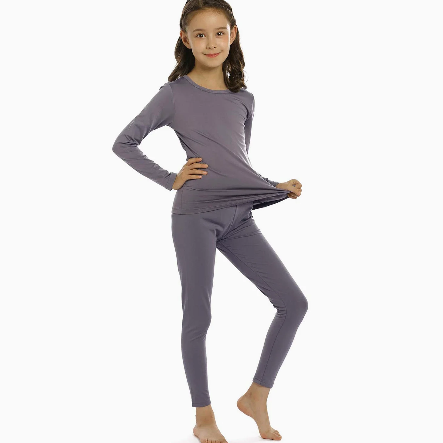 ViCherub Conjunto de ropa interior térmica para niñas, pantalones largos con forro polar, capa base superior e inferior, térmicas frías de invierno