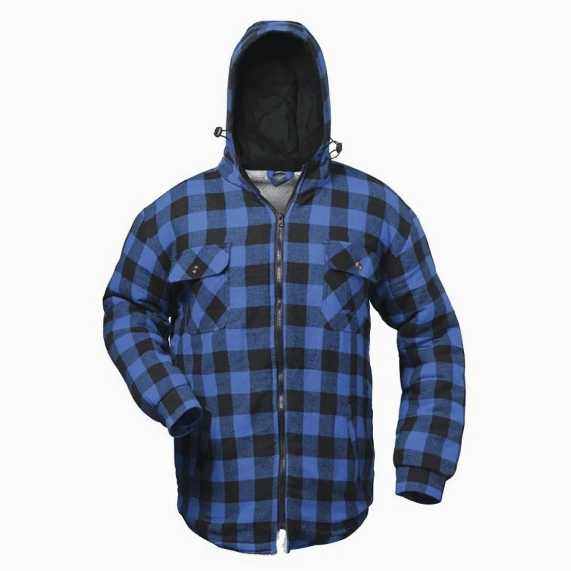 Craftland Chaqueta de trabajo, a cuadros y forrada con capucha