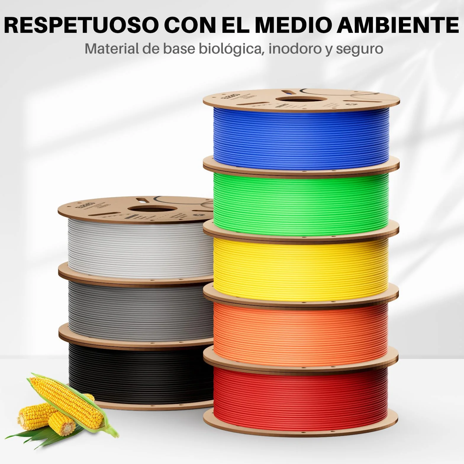 ELEGOO Filamento PLA+ 1.75mm 1KG Blanco, Precisión Dimensional +/- 0.02mm para Impresora 3D