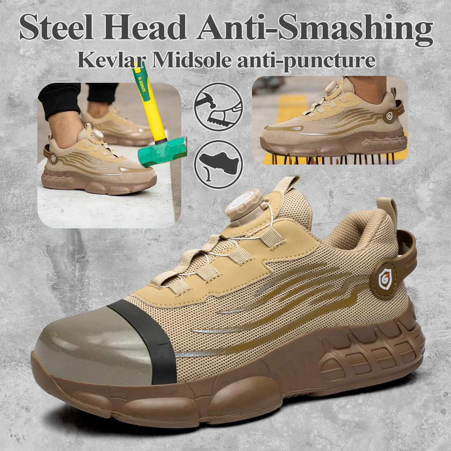 Zapatos de Seguridad con Puntera de Acero Transpirable Ligero Liberación Rápida 36-46 EU