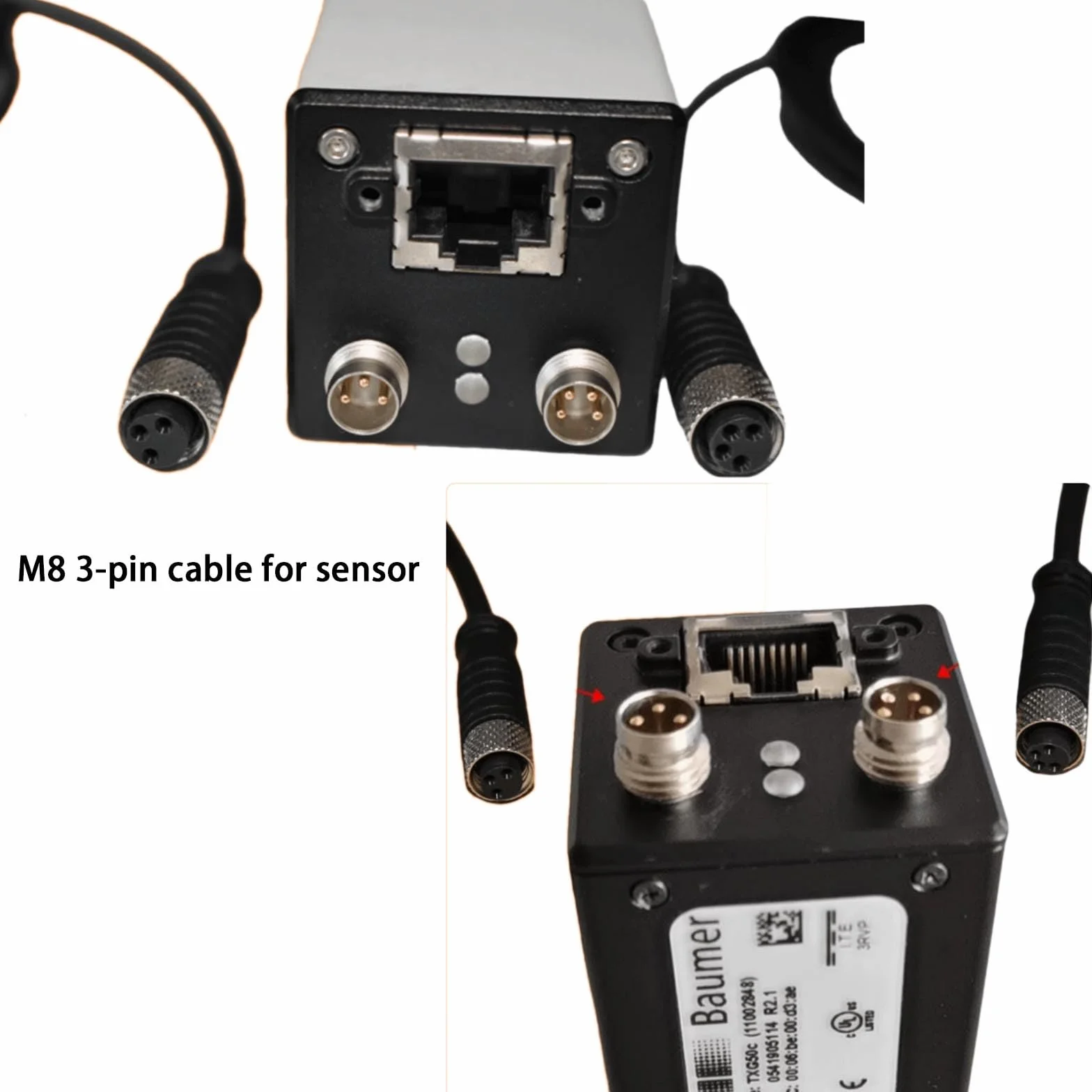 HangTon Cable de alimentación M8 hembra 3 pines sensor actuador blindado PVC 3m para Banner Baumer Turck SICK Omron