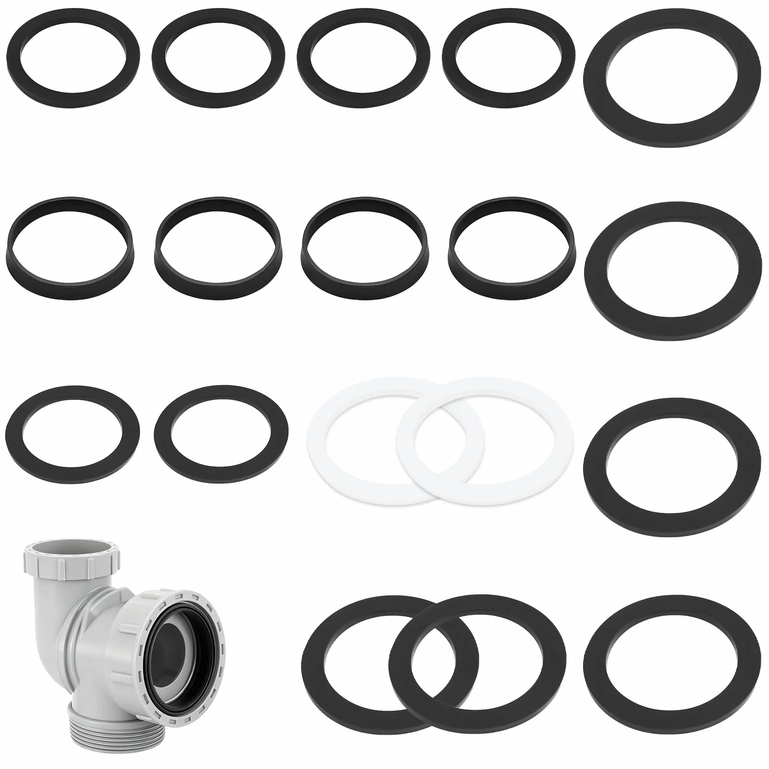 Juego de Juntas para Desagüe 40/45/56 mm Sifón Fregadero Lavabo