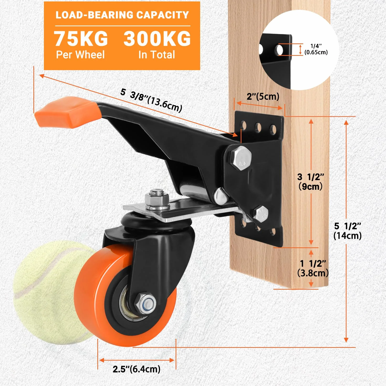Ruedas para Mesa de Trabajo 300kg 63.5mm Pesadas con Placas de Acero Set de 4