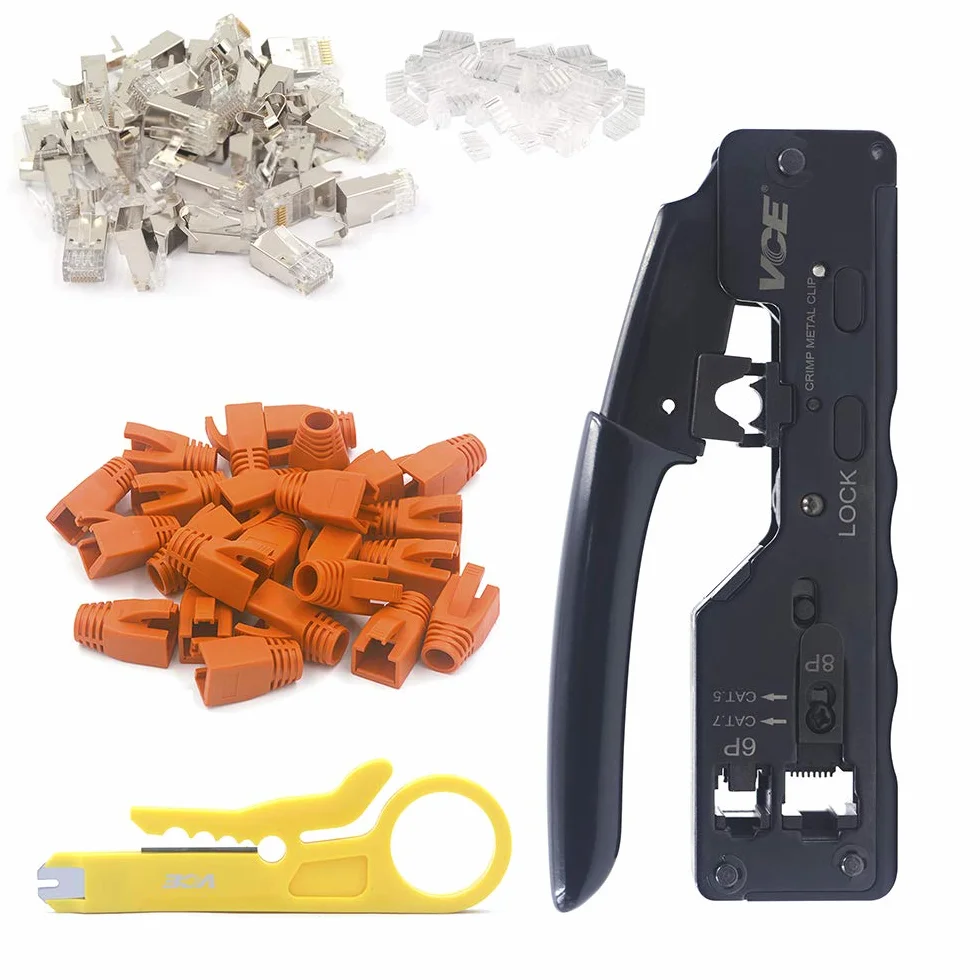 VCE GJ669BK Crimpadora RJ45 Herramienta de Crimpado para Enchufe de Red CAT7