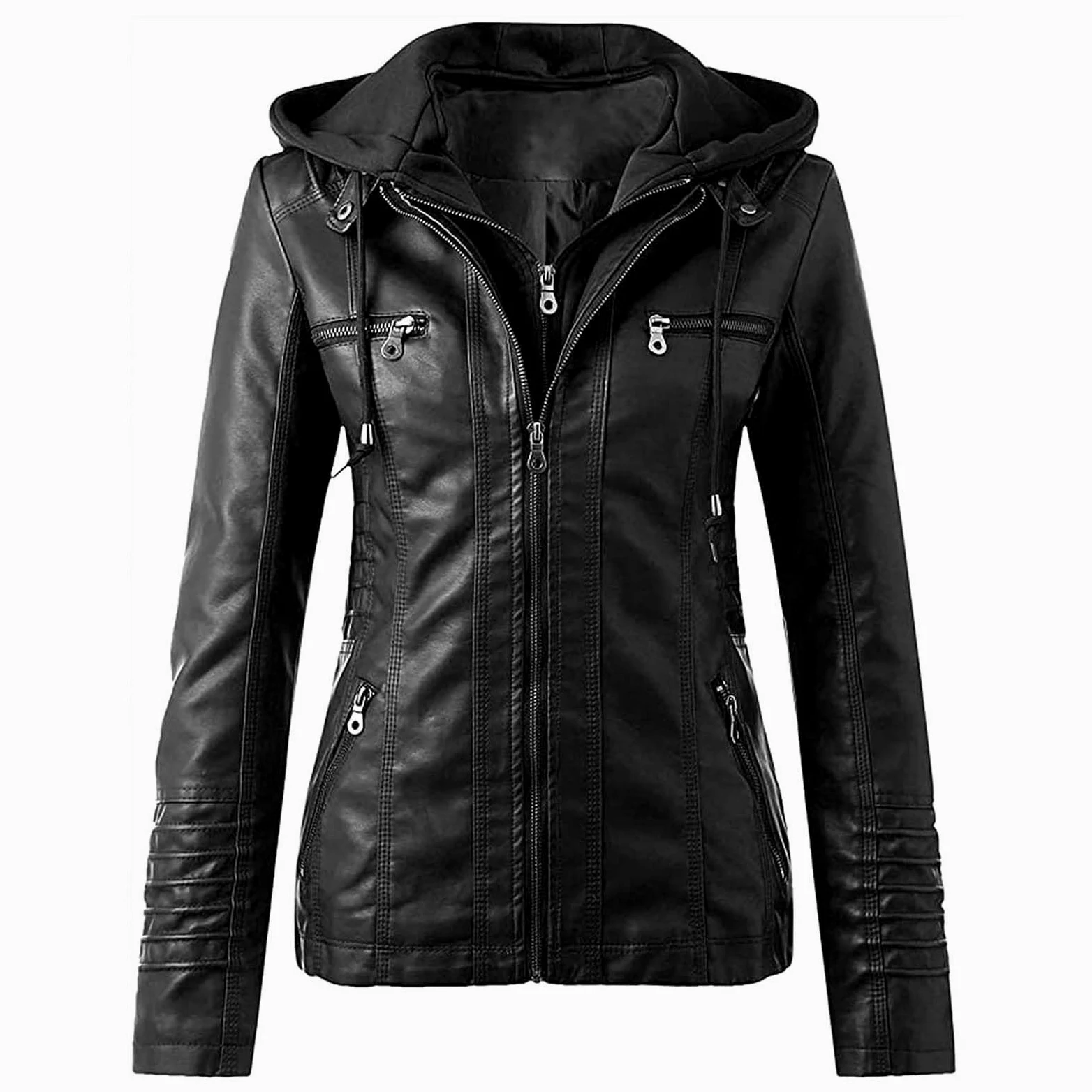 Chaqueta De Piel For Mujer, Chaqueta De Invierno, Otoño Invierno, Abrigo Cálido, Chaqueta Bomber, Chaqueta De Moto Con Capucha, Chaqueta De Piel Sintética, Chaqueta De Piel Sintética, Sudadera Con Cap