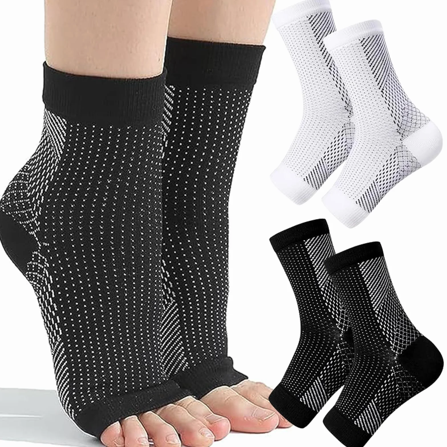 WiDream 2 Piezas Calcetines Compresivos, Sport Calcetines Fascitis Plantar, Calcetines de Compresión, para Mujer y Hombre Aliviar El Dolor De Pies(L-XL)