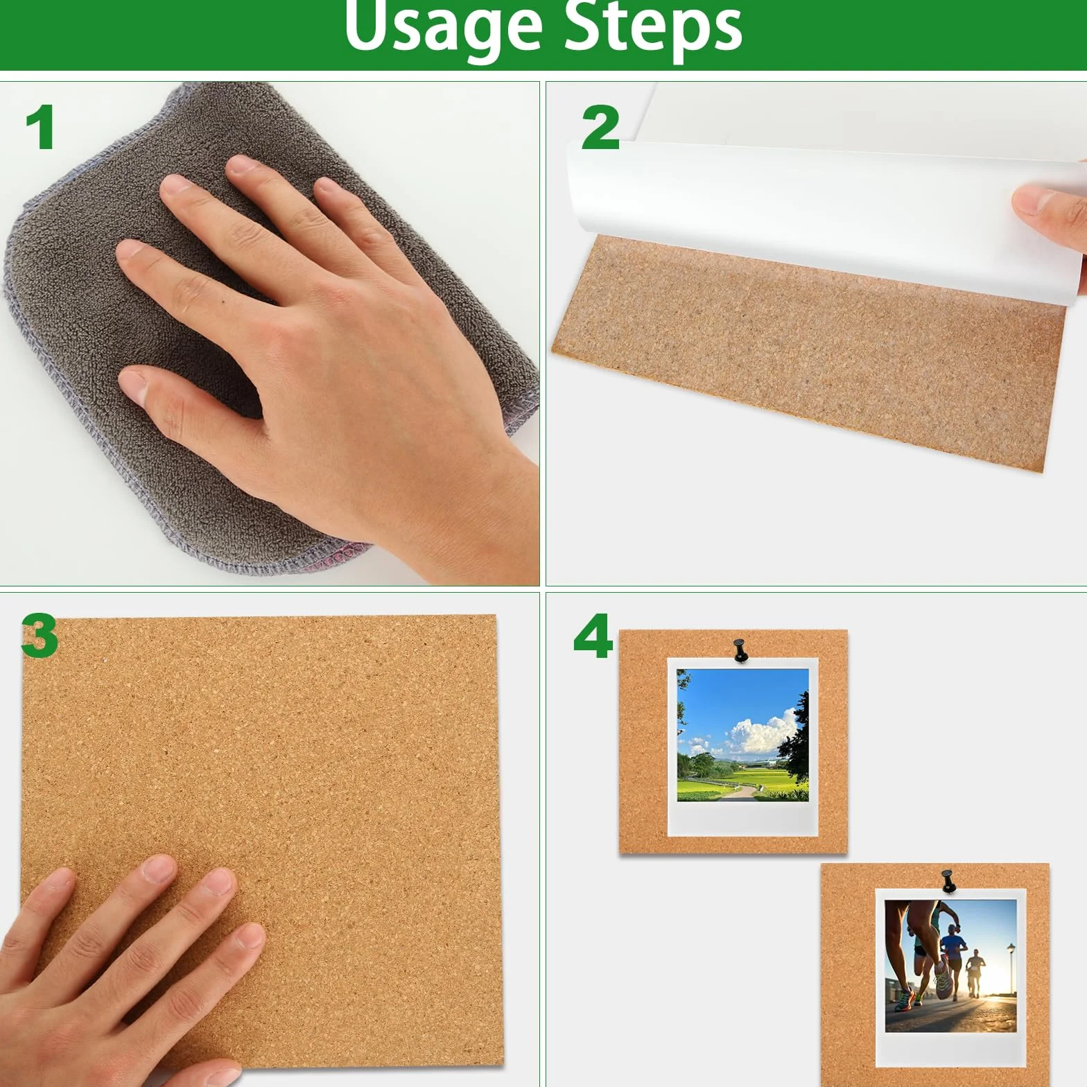 10 Corcho pared Autoadhesivo 21 x 21 x 0,6 cm para Decoración