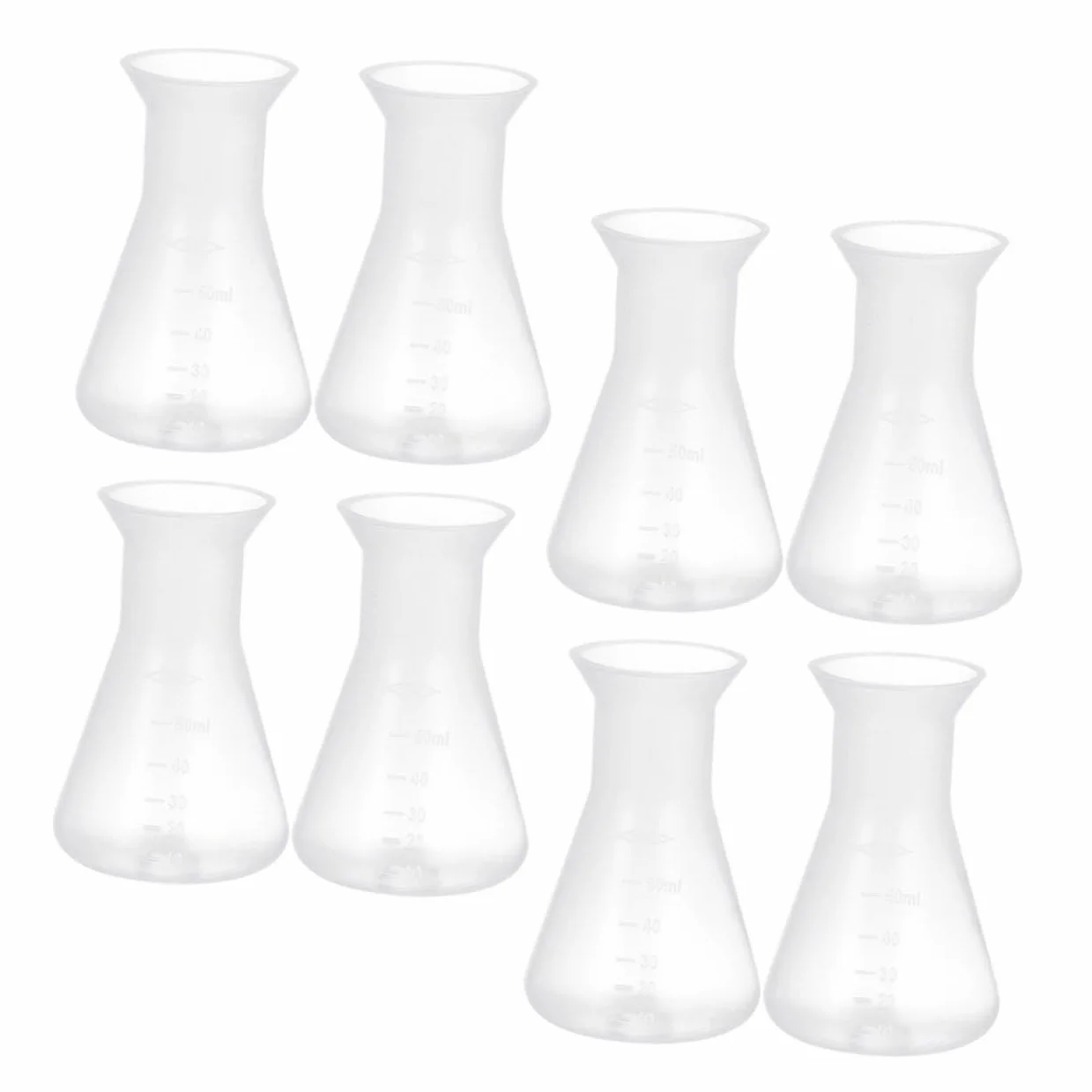Juego De Matraces Erlenmeyer De Plástico 50Ml 8 Piezas Para Laboratorio