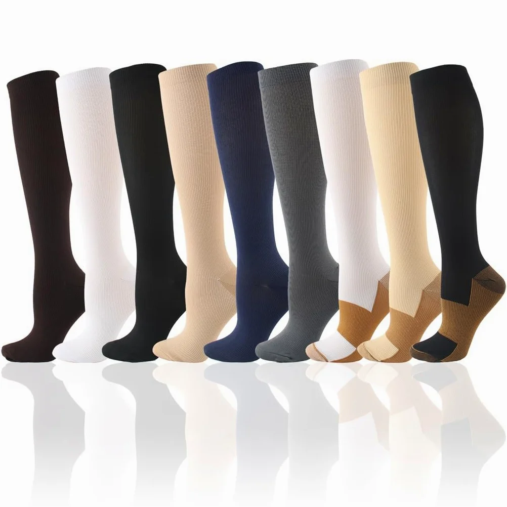 Calcetines deportivos de compresión de cobre elásticos largos