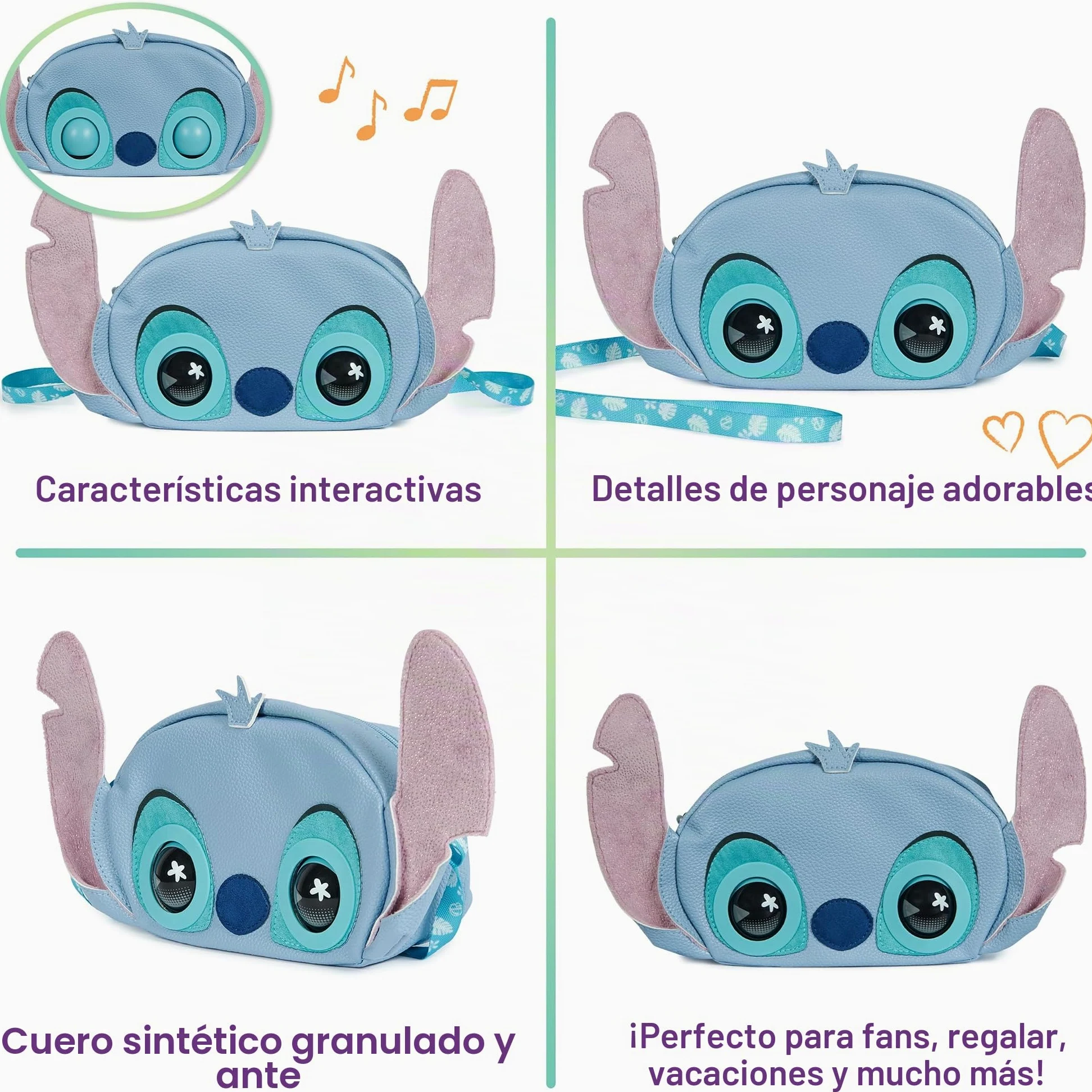 Purse Pets, Disney Stitch - Bolso interactivo para mascotas y niñas con licencia oficial, más de 30 sonidos y reacciones, bolsa cruzada, para niños