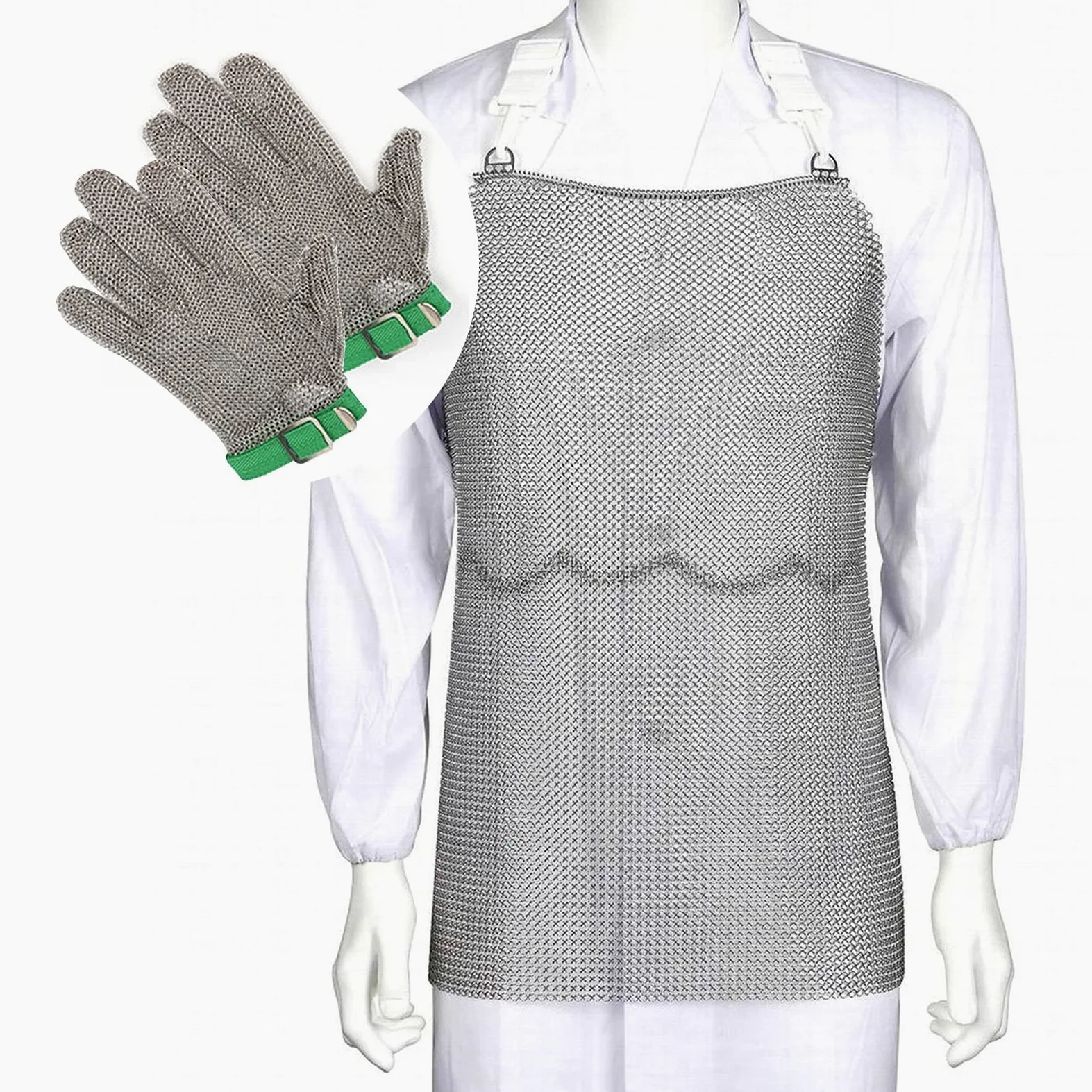 Delantal Resistente A Los Cortes Y 2pcs Guantes, Ropa De Matadero Fábrica De Fábrica De Acero Inoxidable Metal Ropa De Trabajo, Fácil De Limpiar (Color : Gloves-M, Size : 60X80cm)