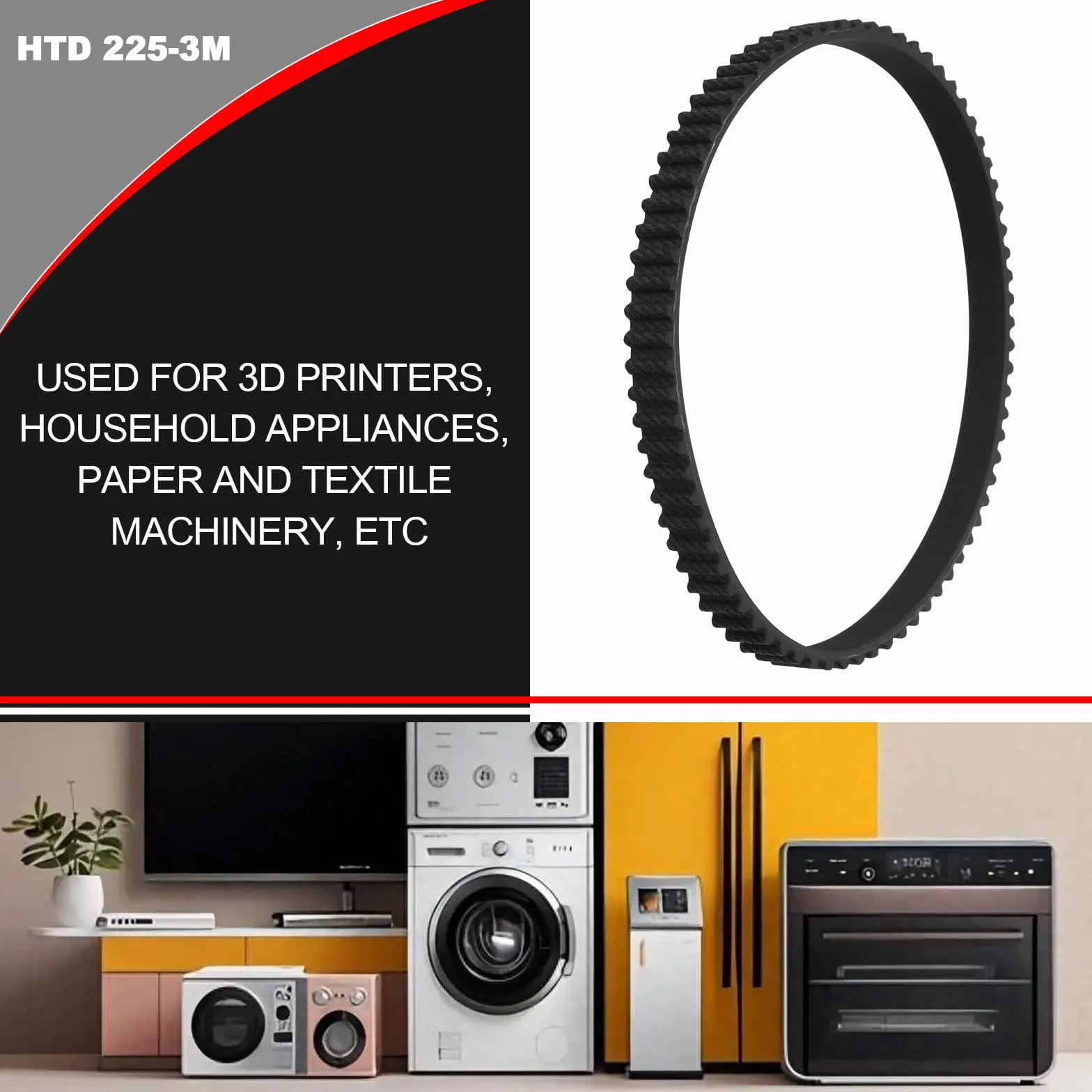 Correa de Distribución Sin Fin HTD 225-3M-6 75T 225x6mm Goma
