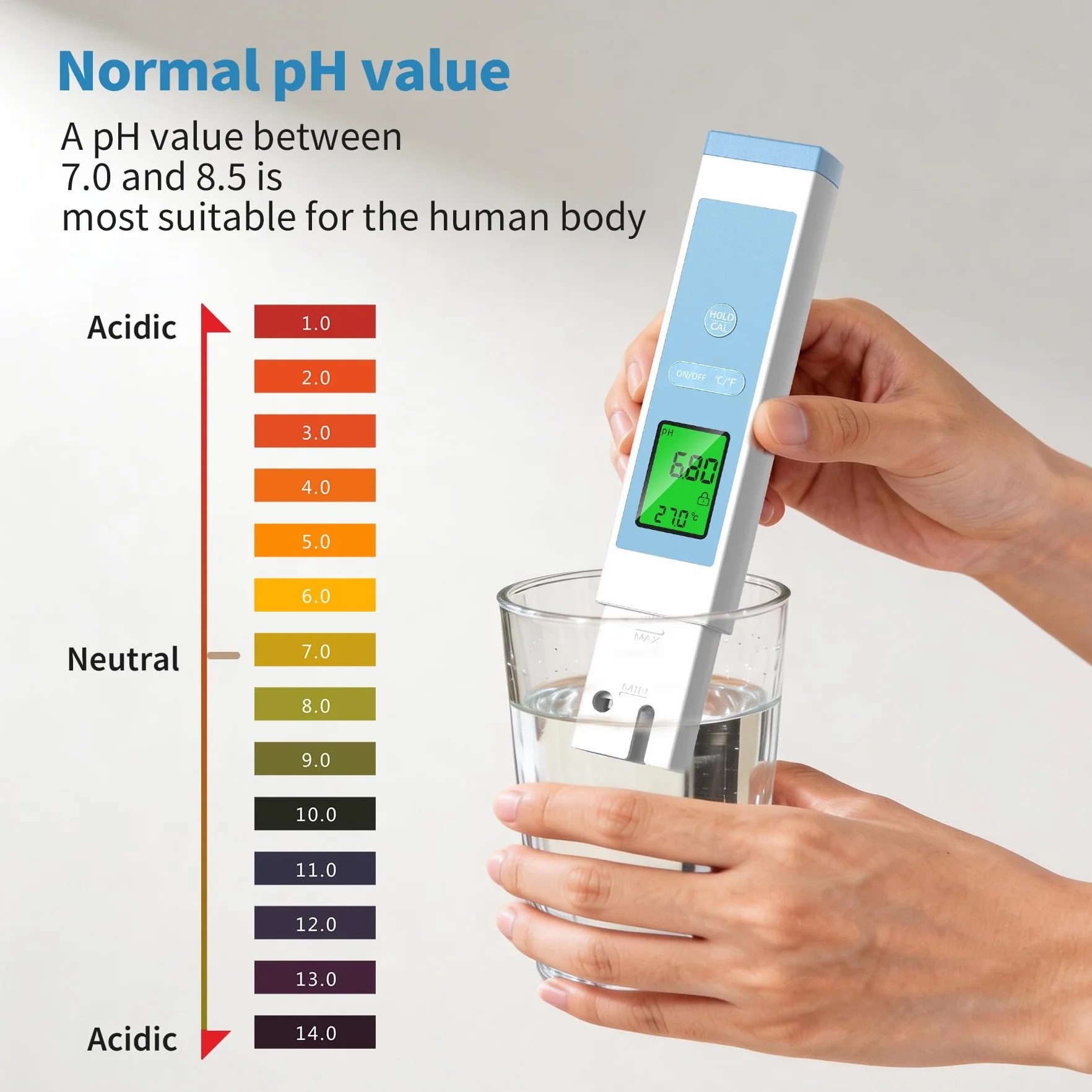 Forever Speed Medidor de pH Agua 4 en 1 pH Meter pH/TDS/EC/Temperatura para Piscina SPA Acuario