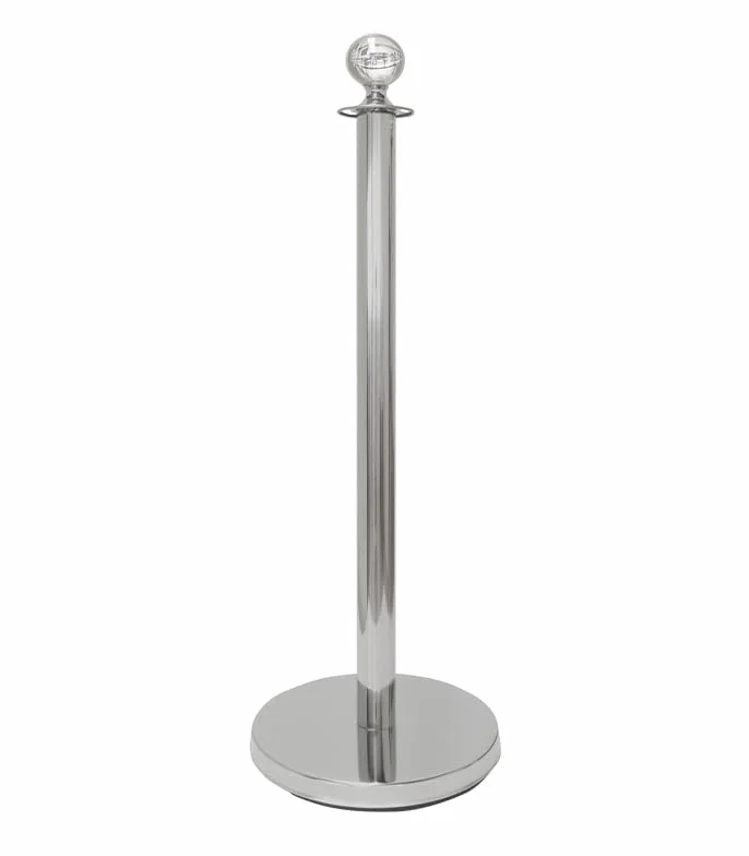 Postes Separadores con Bola Cromados 33cm x 1m para Catenarias Eventos