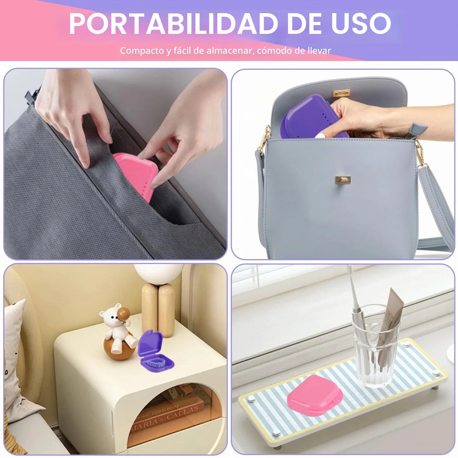 Caja Ortodoncia Dental Funda Ferula Aparato con Agujeros de Ventilación 2 Piezas
