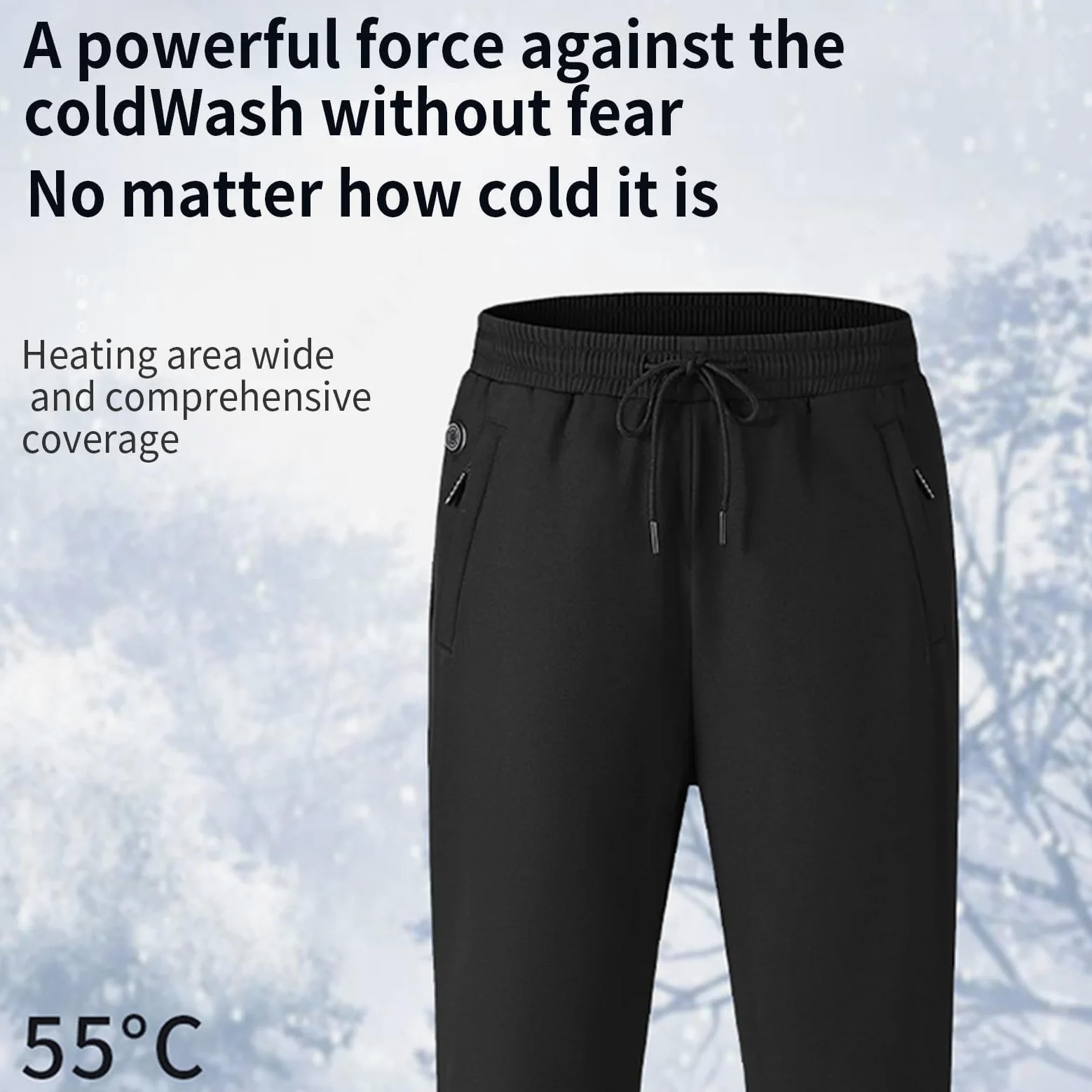 Pantalones térmicos para hombre, pantalones de calefacción recargables, para caza, invierno, nieve, ropa con calefacción, forro polar, camuflaje, A-Negro, Medium