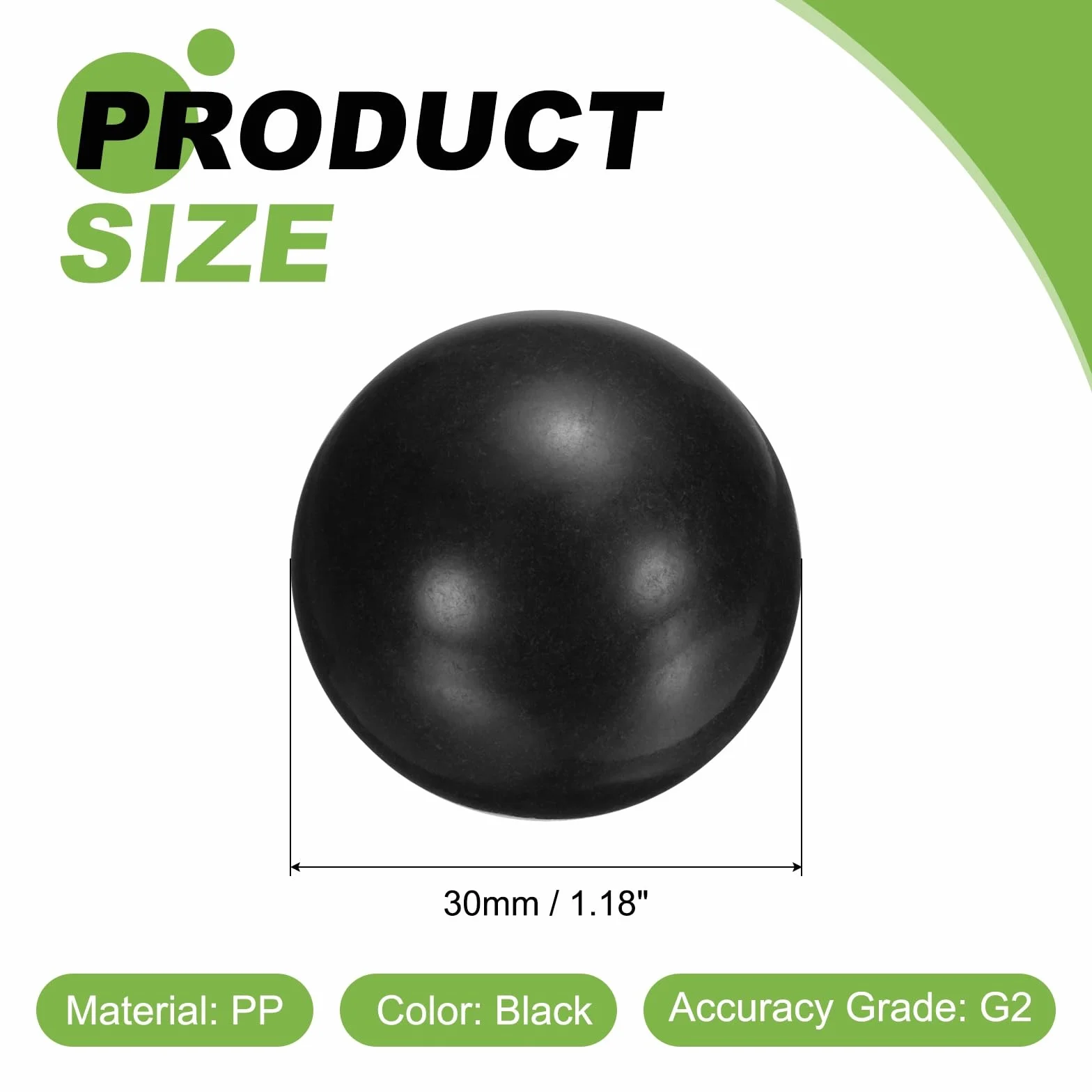 QUARKZMAN 4 Piezas Bolas de Cojinete de Plástico PP 30 mm, Bolas Macizas de Polipropileno Precisión G2, Negro