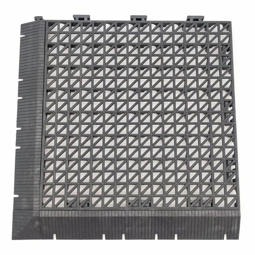 Kit 2 Rampas + Esquinera PVC Reforzado Gris Oscuro 33x5x2cm Accesorio Losetas Reforzadas