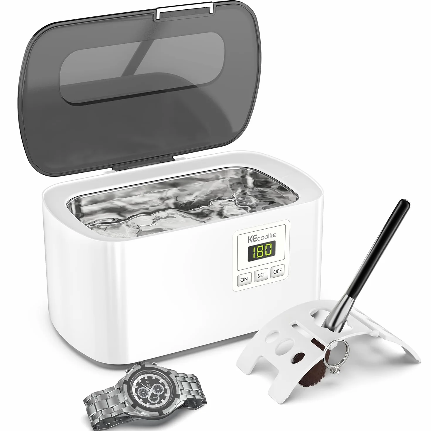 KECOOLKE Limpiador ultrasónico 600 ml temporizador digital para joyas gafas anillos