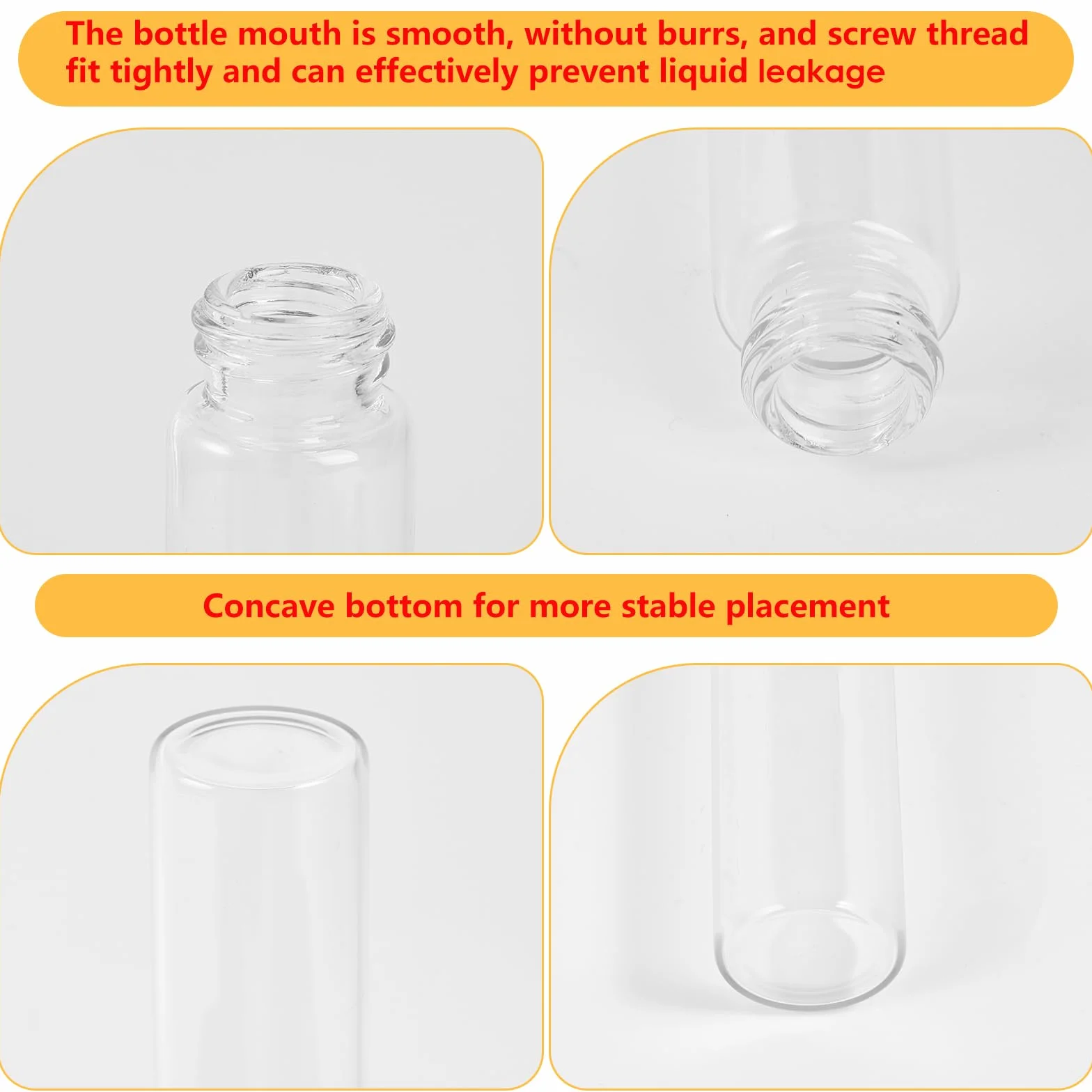 Viales de Vidrio 10 ml con Tapón de Rosca y Tapón Interior de Plástico, 12 Unidades