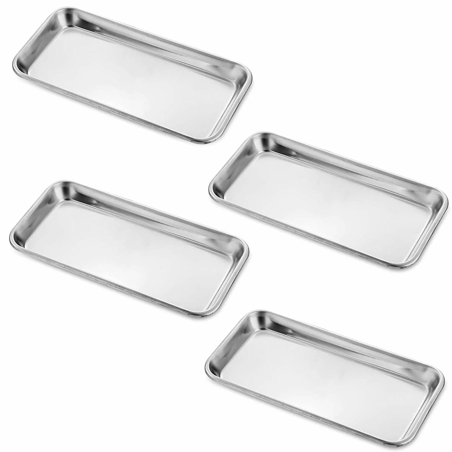 Bandeja Médica Rectangular de Acero Inoxidable 22.5x12x2cm para Instrumentos Dentales y Laboratorio
