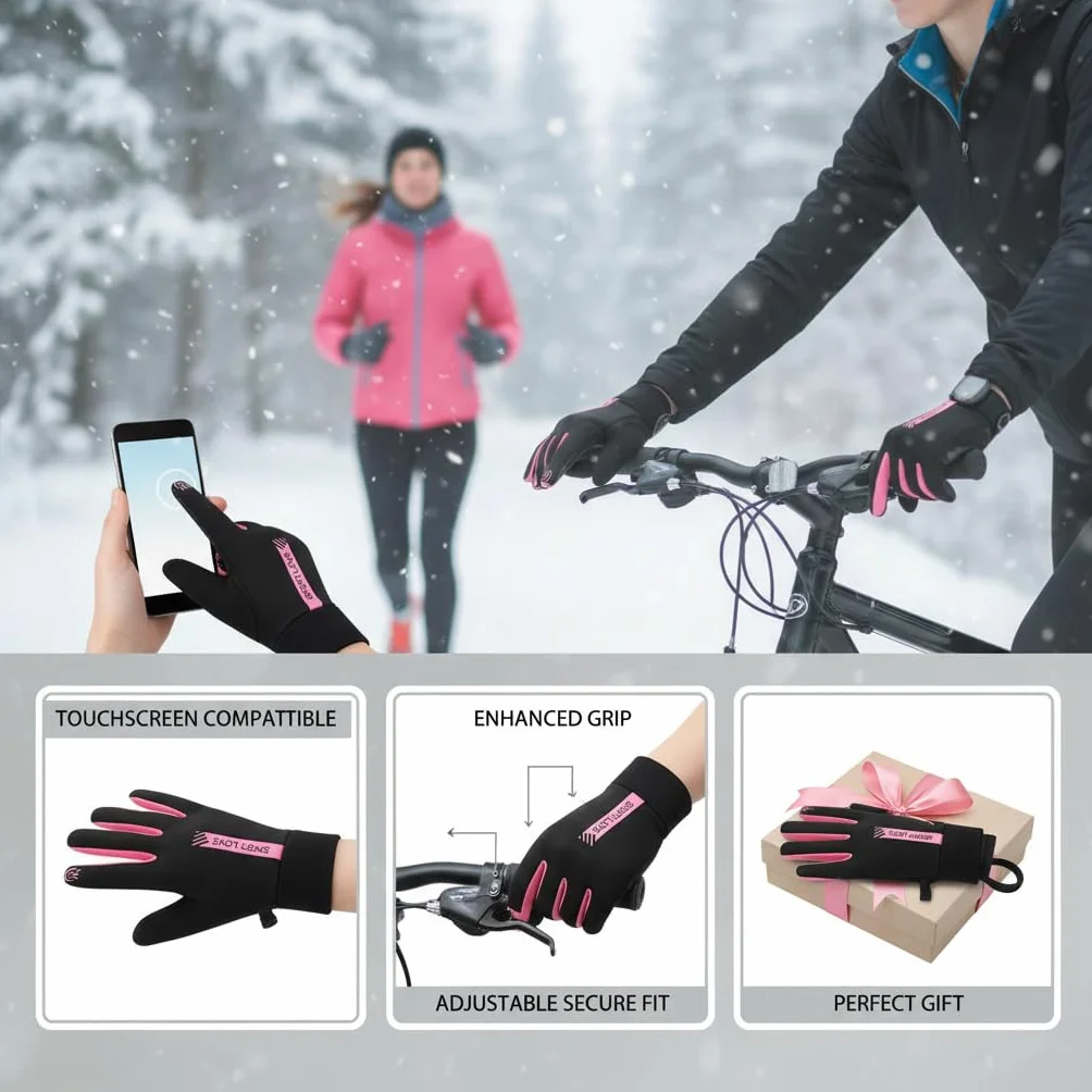 Guantes deportivos de invierno impermeables térmicos pantalla táctil antideslizantes poliéster acrílico para esquí ciclismo