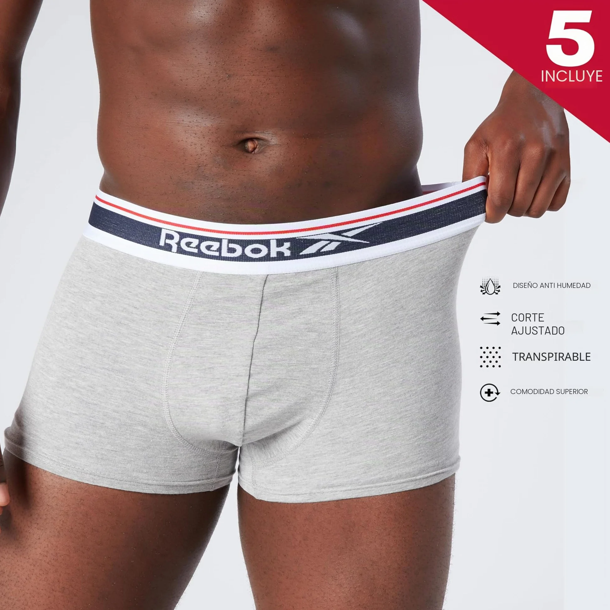 Reebok Jay Trunks Hombre (Pack de 5)