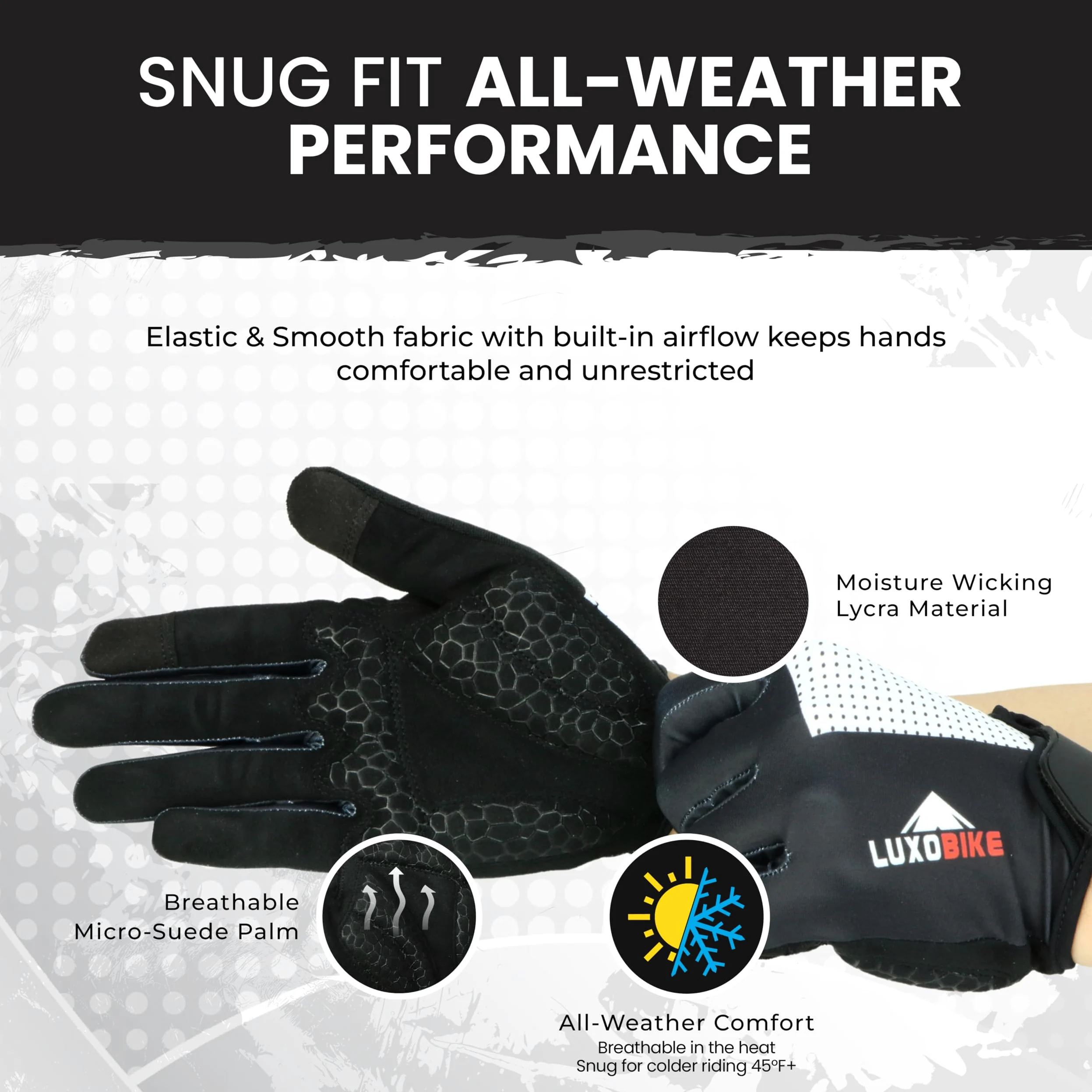 Guantes de ciclismo para mujer, ligeros, transpirables, con absorción de golpes, guantes deportivos de dedo completo con pantalla táctil, guantes de bicicleta de carretera para hombre