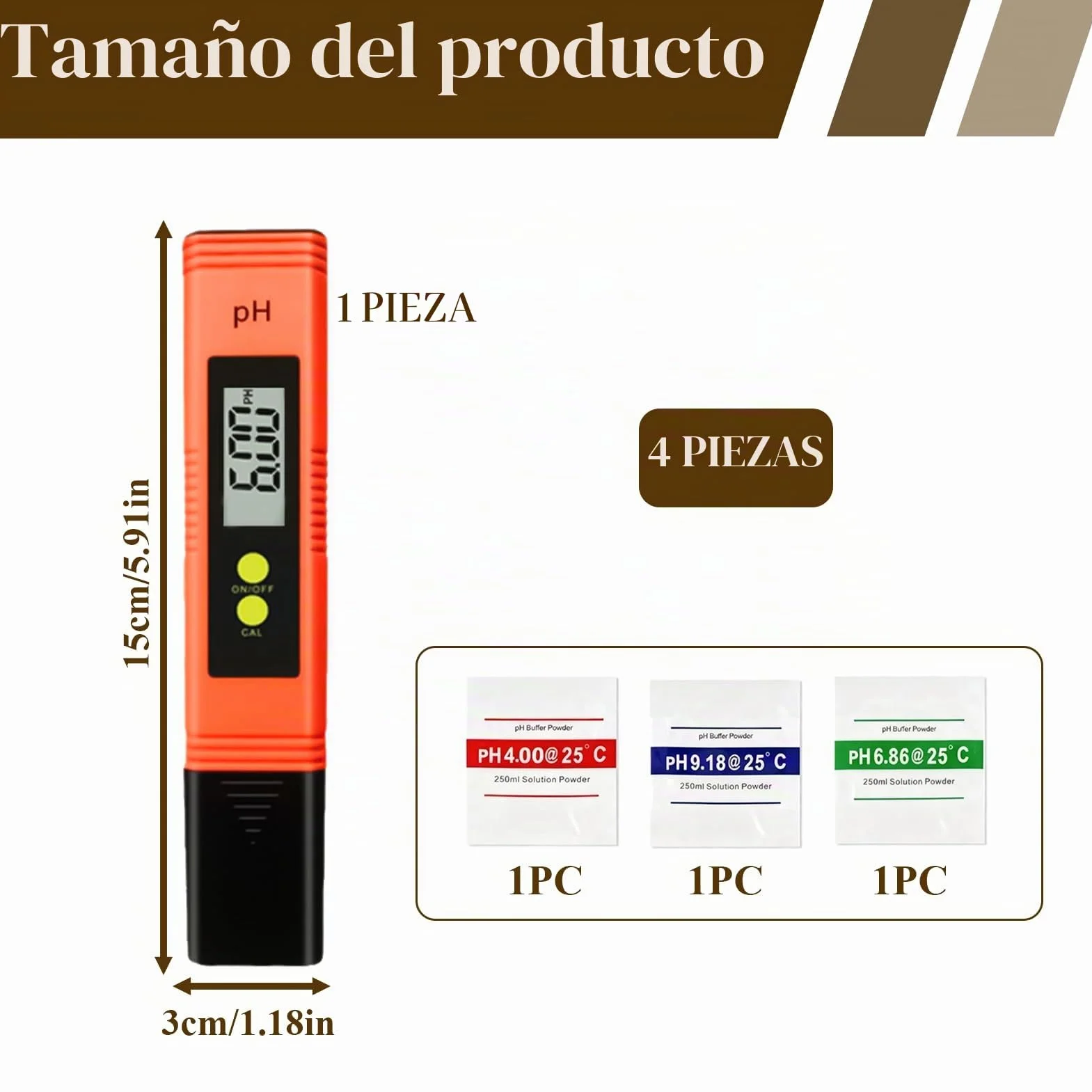 Medidor de PH Digital Alta Precisión Rango 0-14 con Calibración Automática y Compensación de Temperatura Automática Pantalla LCD