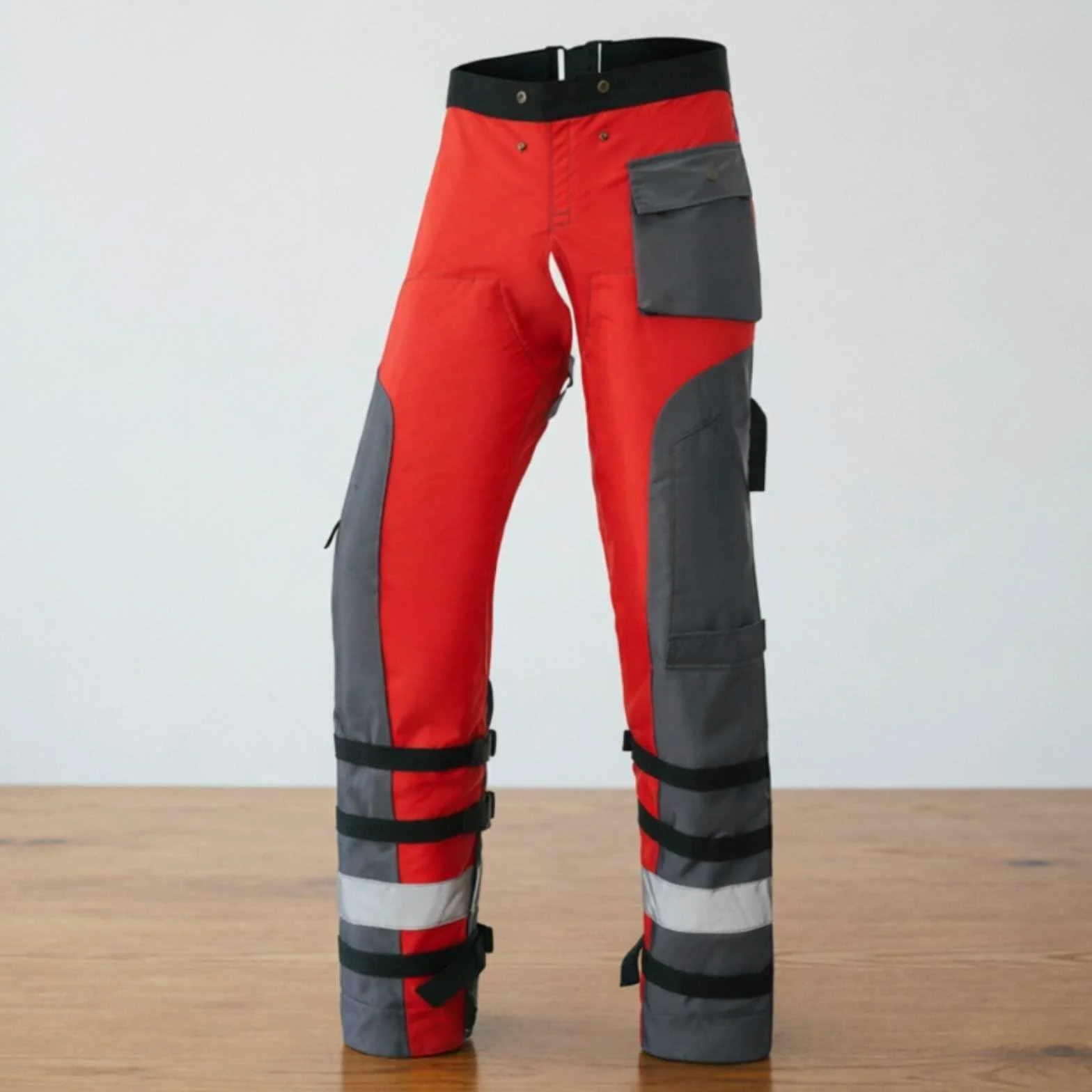 Almencla Pantalones Anticorte Motosierra Pantalón Protector para Tronchado Delantal con Correas de Cintura y Pierna y Detalle Reflectante Adecuados para Tala y