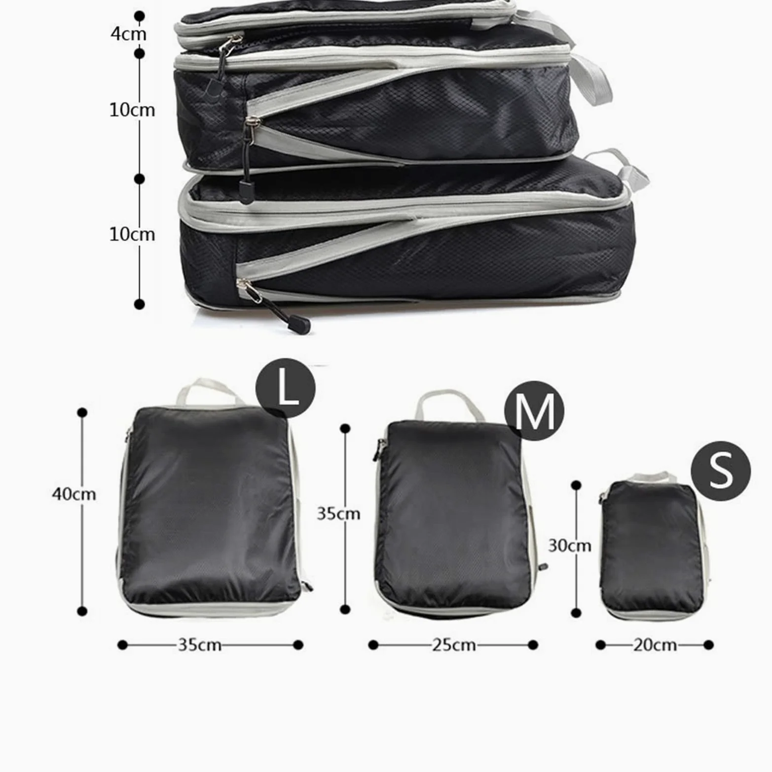 Genérico Bolsa De Almacenamiento De Compresión, Nailon Impermeable, Almacenamiento De Viaje, Plegable, Gran Capacidad (Black)