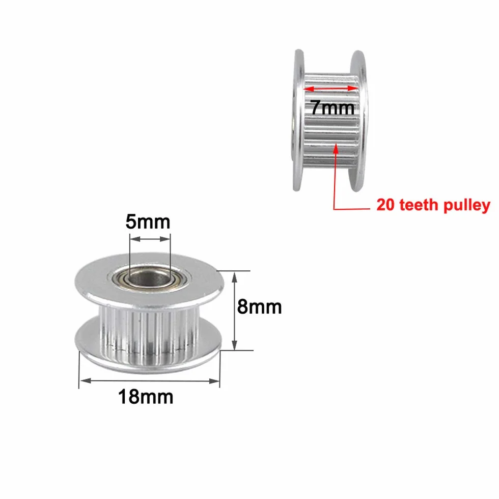 FULARR 10Pcs GT2 Idler Pulley 20 Teeth 5mm Diameter Timing Pulley for 3D Printer 6mm Belt