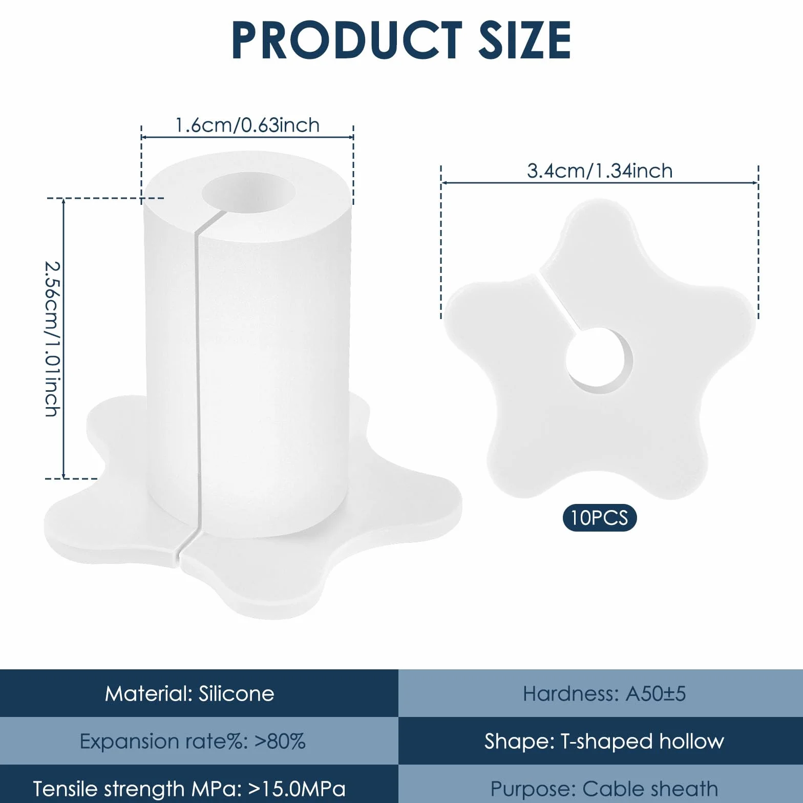 Cables de paso de pared de silicona 16 mm para exterior blanco