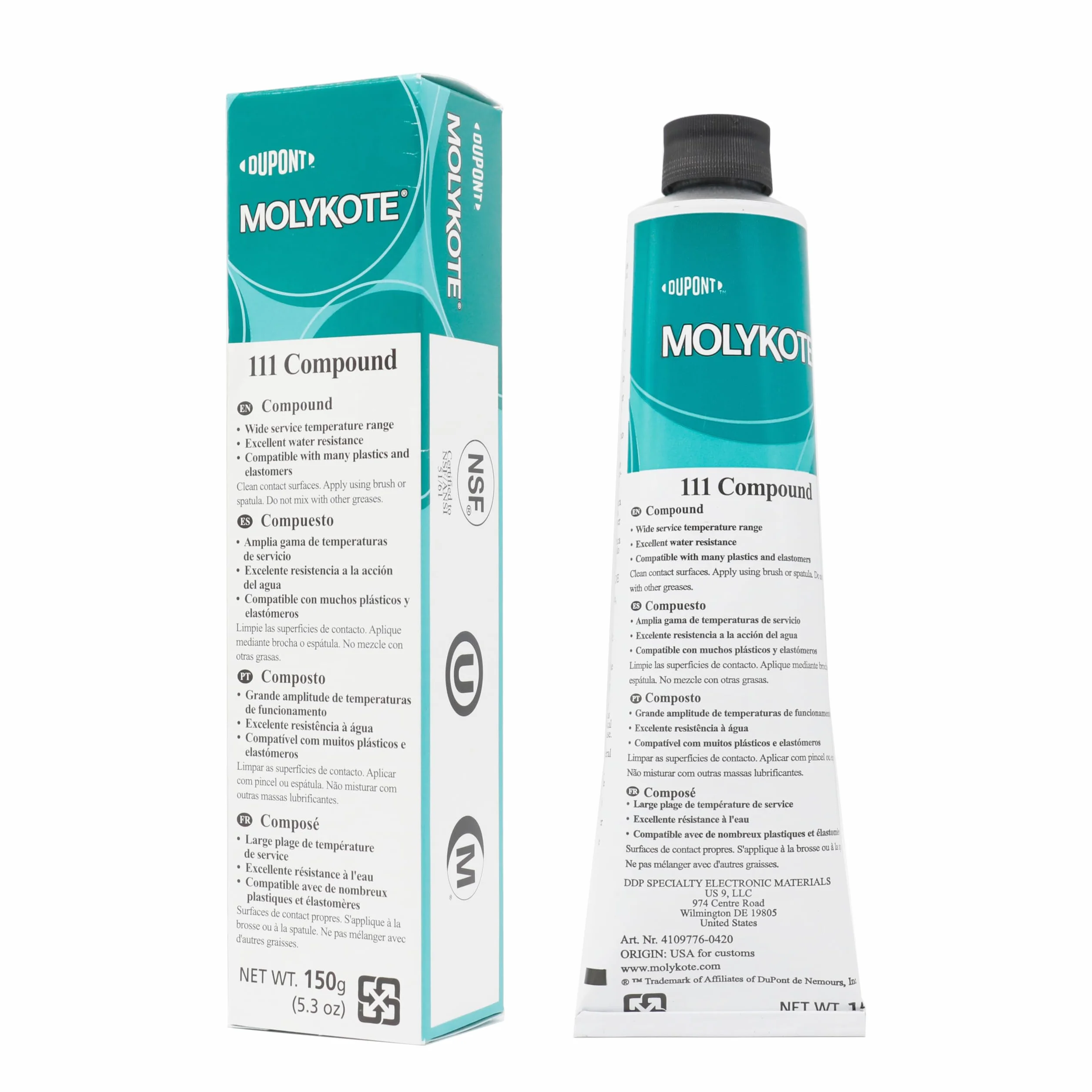 Molykote 111 Compound 150g Grasa Lubricante y Sellador Translúcido Blanco para Válvulas y O-Rings