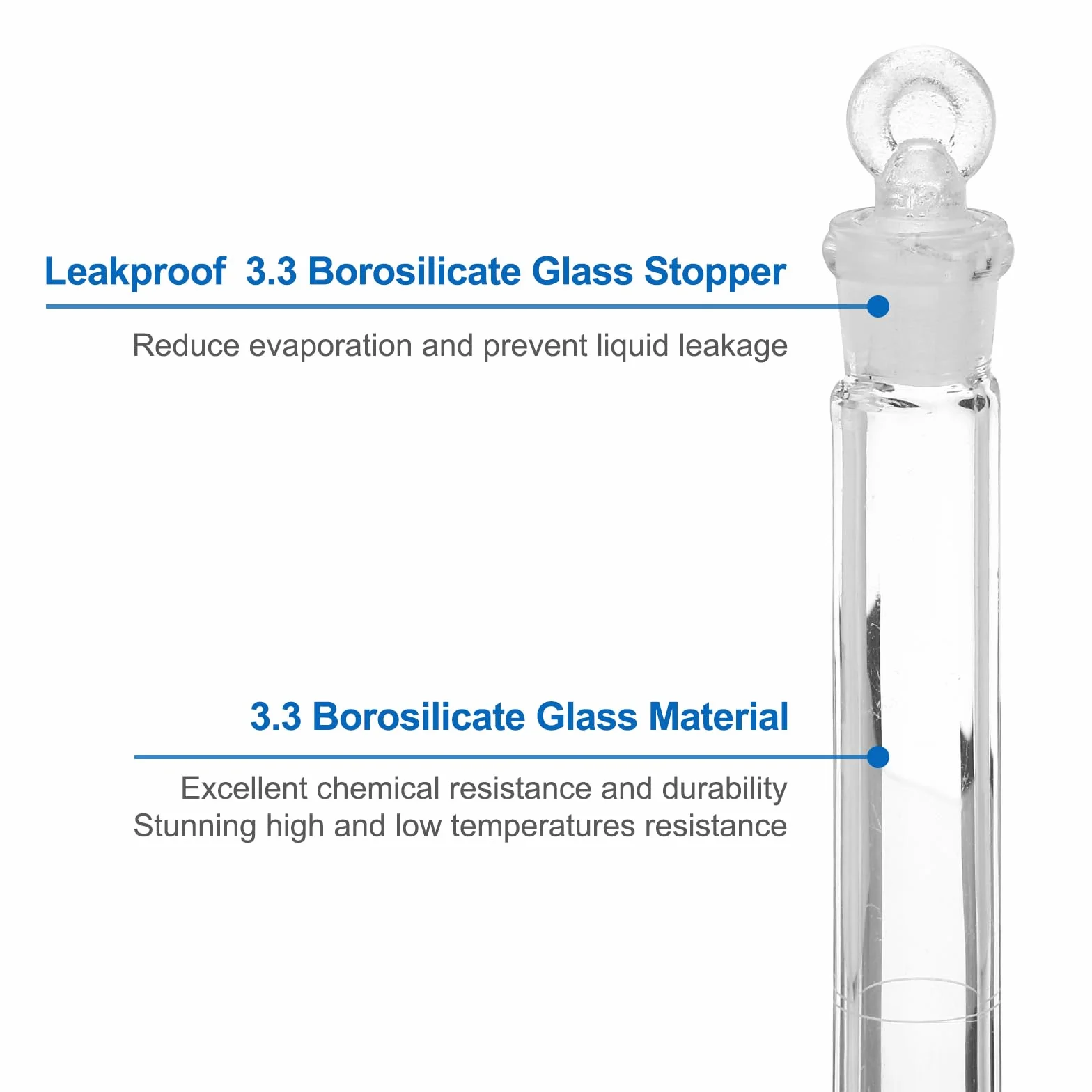 PATIKIL Matraz Volumétrico 100 ml, Vidrio Borosilicato 3.3 con Tapón, Graduado Transparente