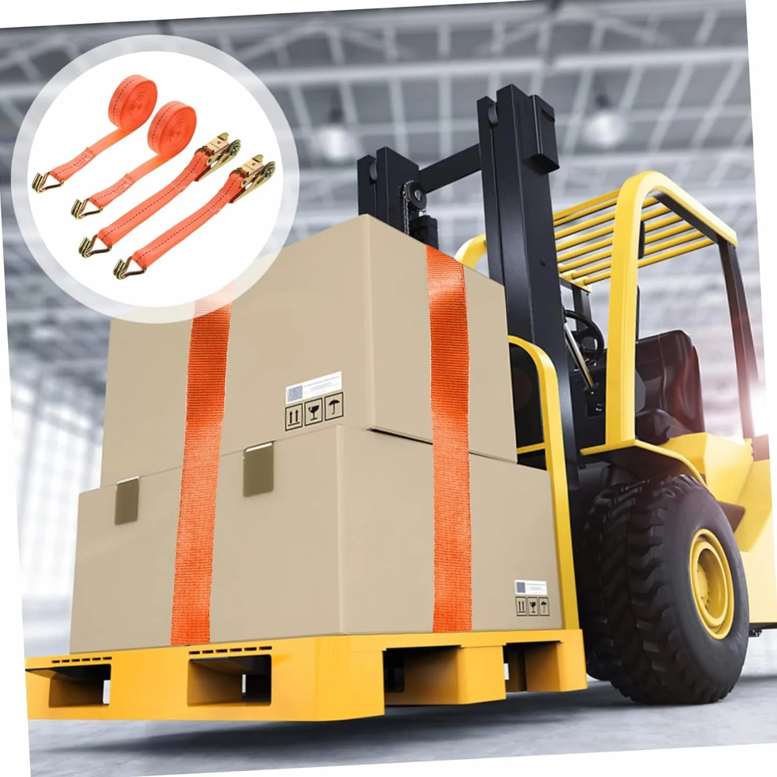 Cinchas de Amarre 25 mm 800 KG Naranja Correa Trinquete DIN EN 12195-2 10M
