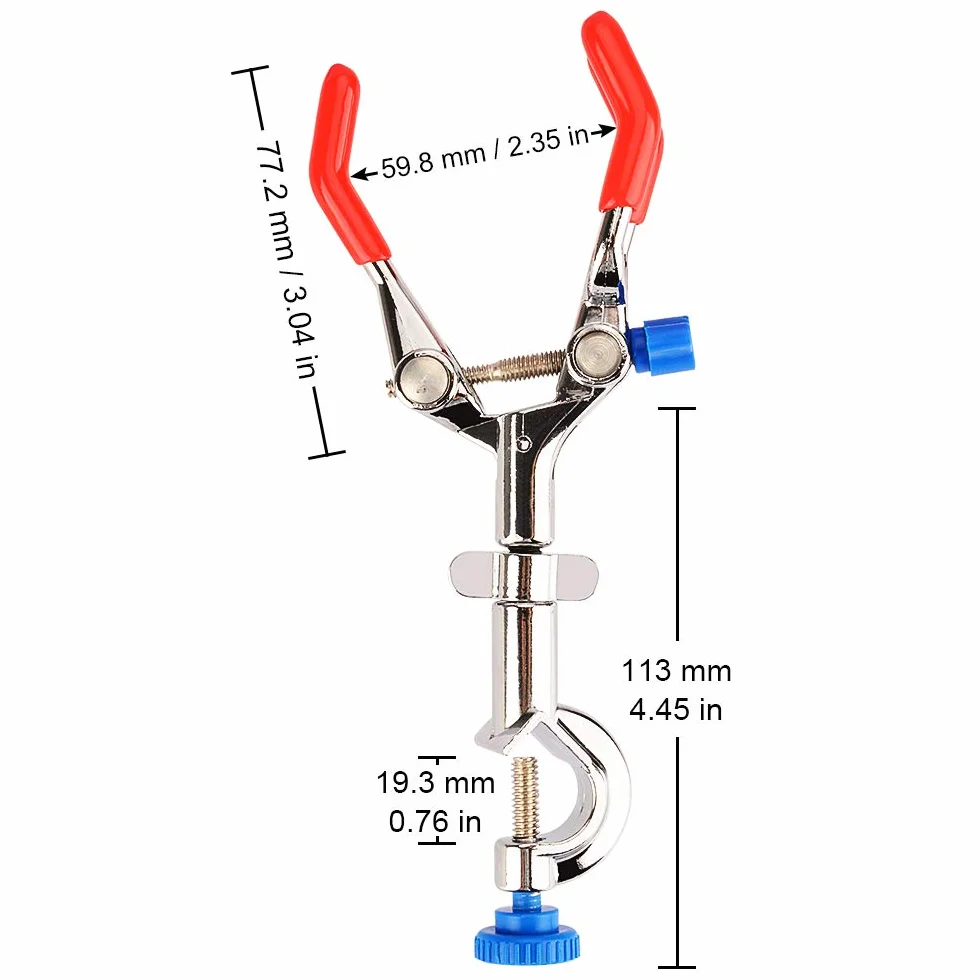 Labasics 3-Diente Abrazadera Giratoria 360 Grados de Laboratorio Swivel Clamp con Revestimiento de Goma