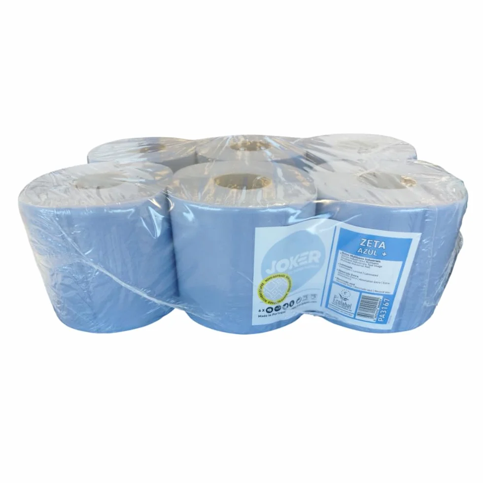 Bobina Papel Secamanos Mecha AZUL 100% Celulosa Virgen Pack 6 Unidades