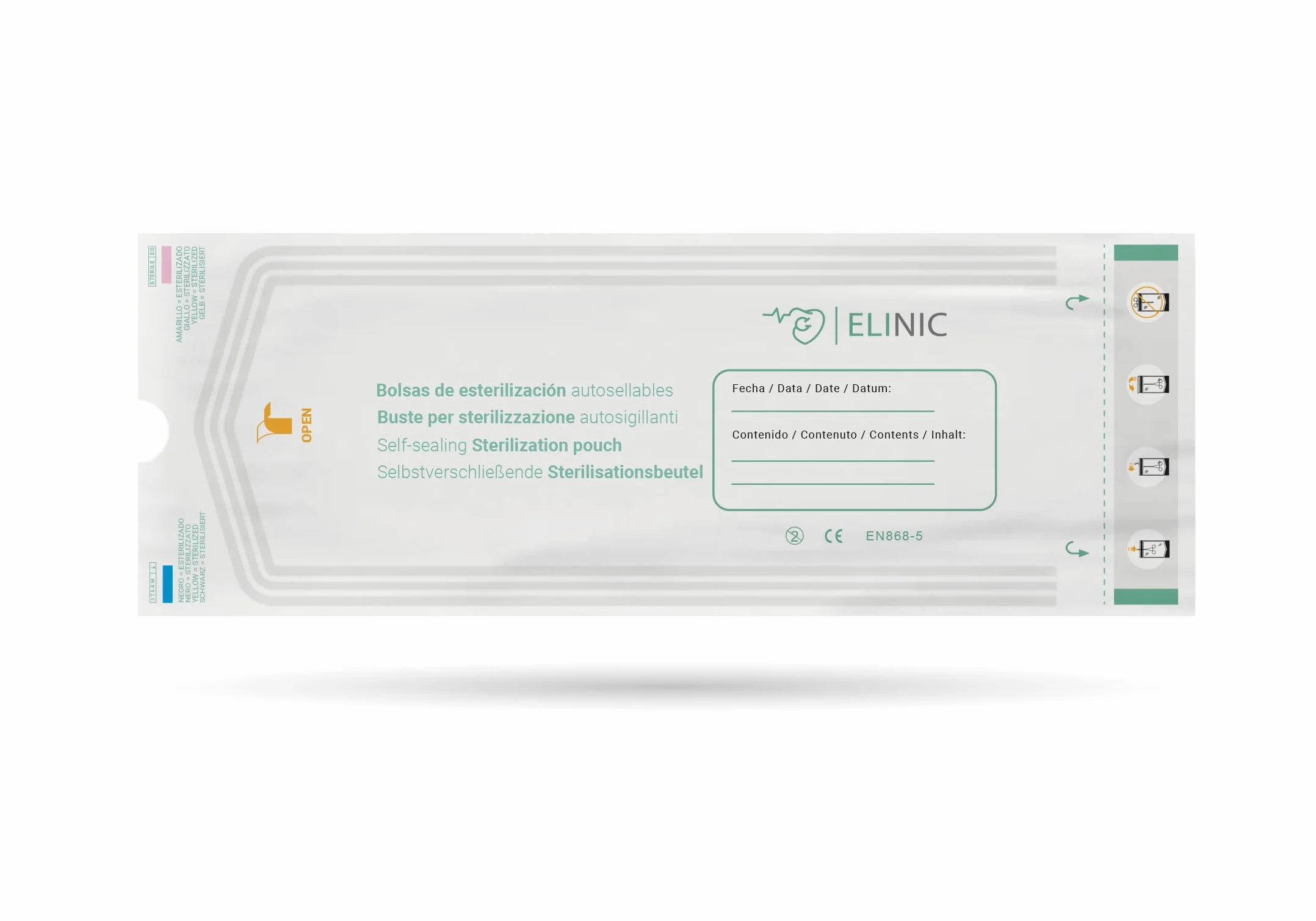 Bolsas autoadhesivas para esterilización Elinic® 200 uds. 90x260mm
