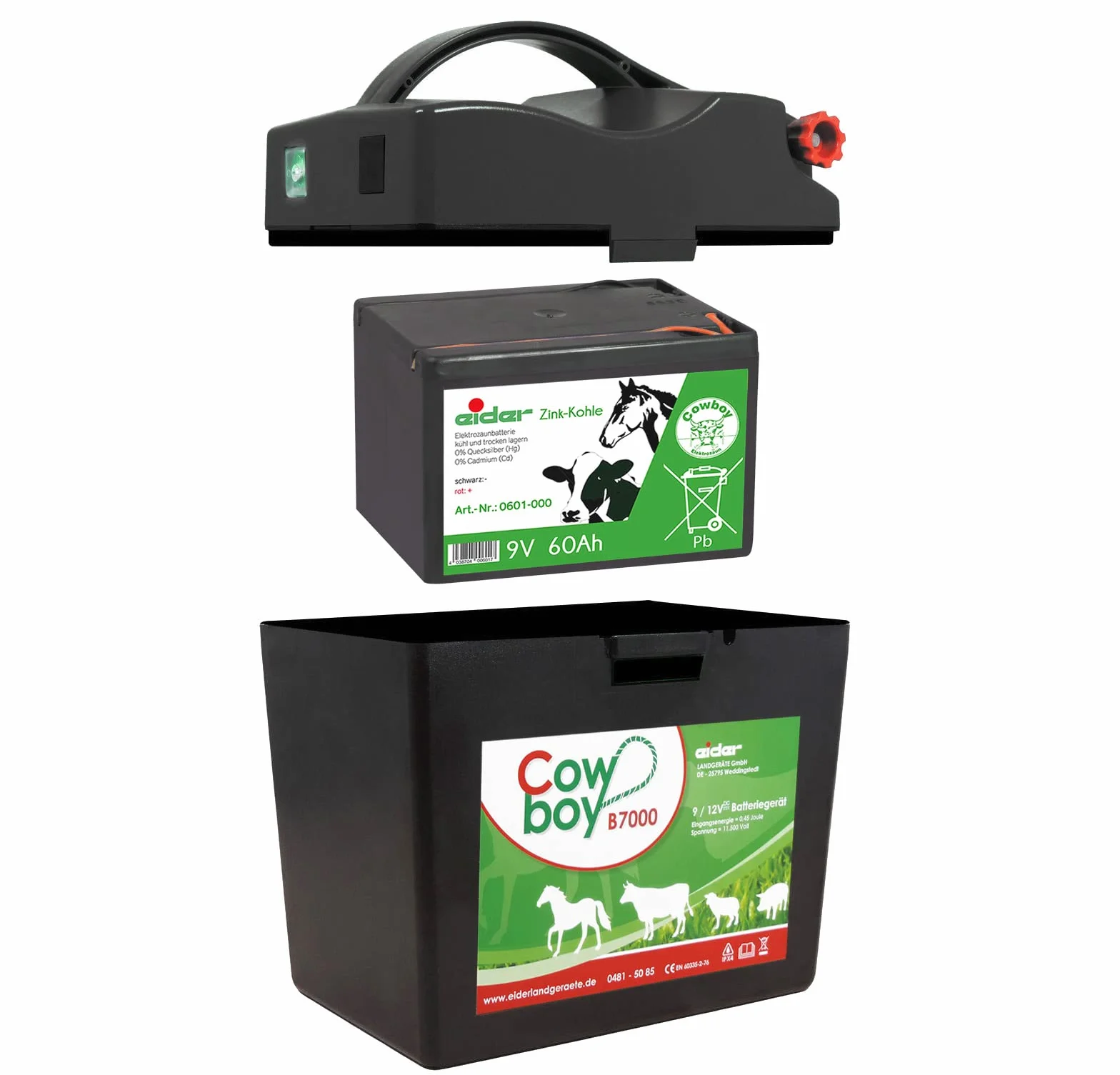 Eider Cowboy B 7000 Máquina para cercas de Pasto 9 V 60 Ah 0,45 J 11500 V