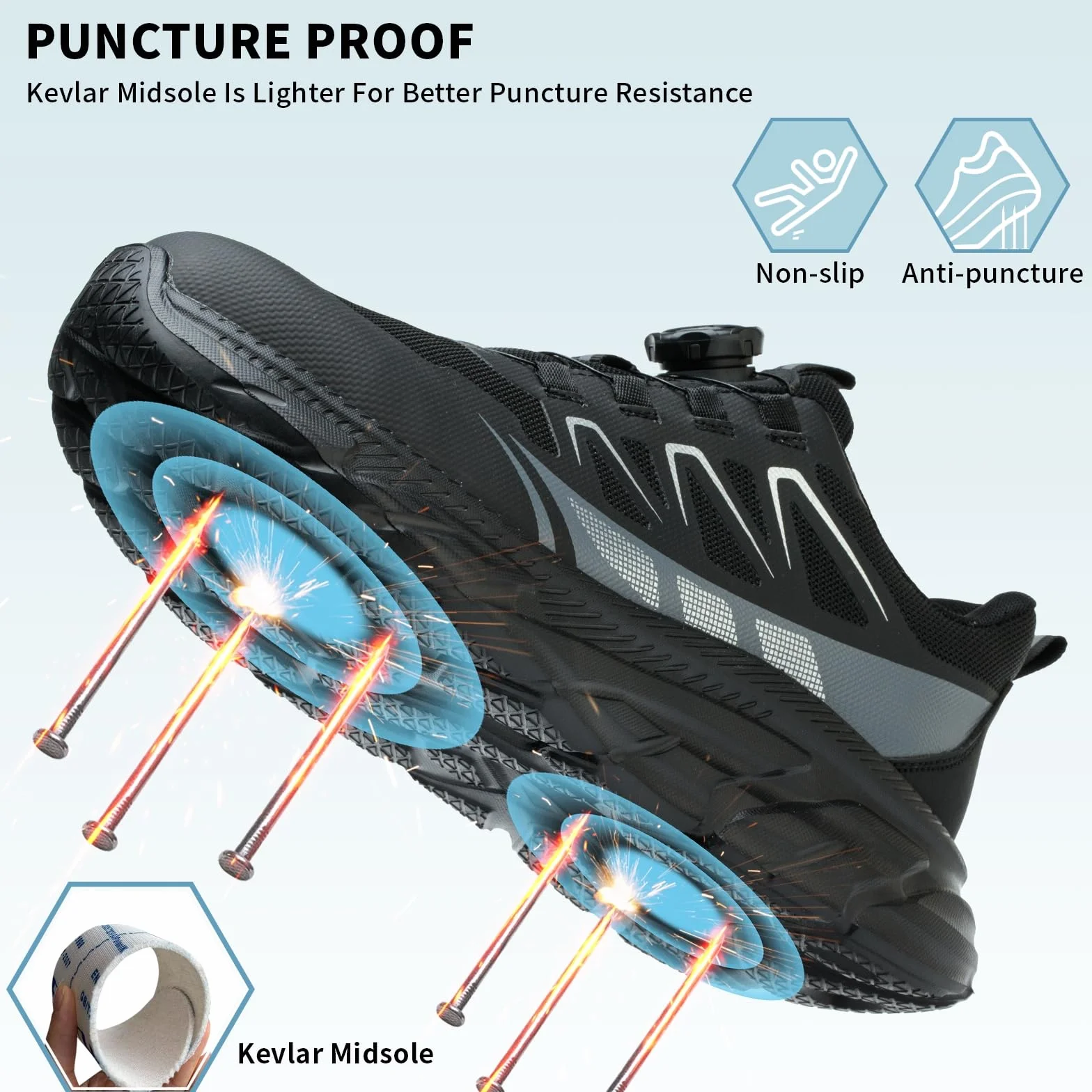 Zapatos Seguridad Hombre Mujer Punteras Acero Transpirable Antideslizante Trabajo Ligeros