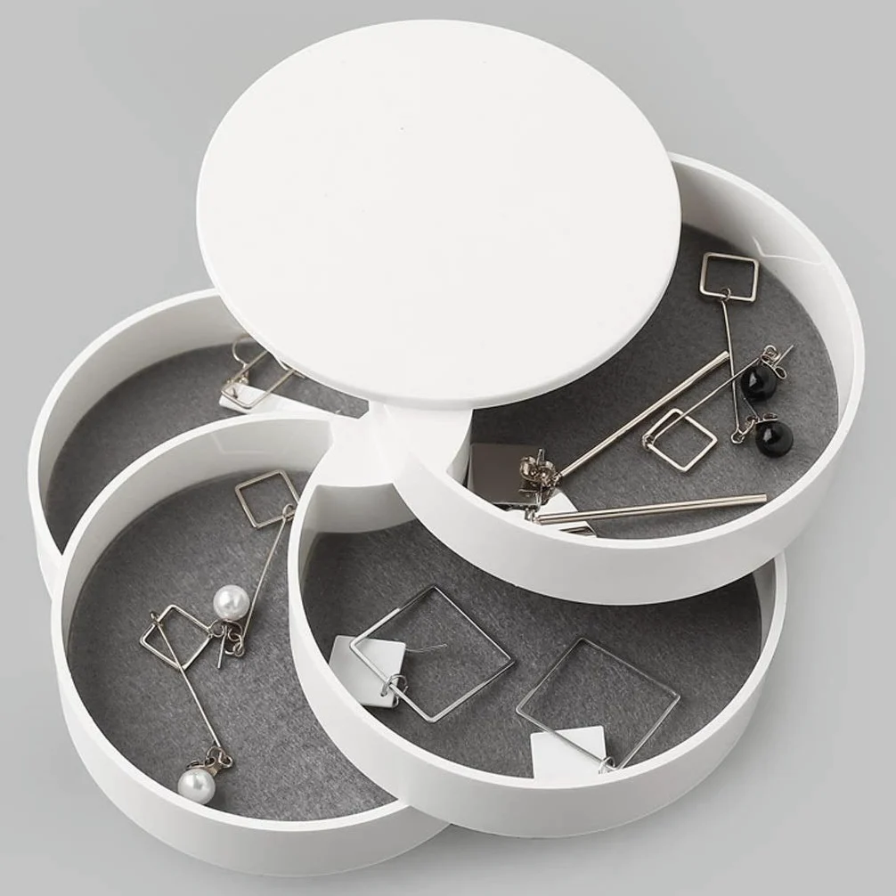 Joyero Giratorio de Cuatro Niveles Joyero Pendientes Collar Caja de Almacenamiento Caja de Acabado Caja de Almacenamiento de Accesorios de Viaje Joyero Organizador