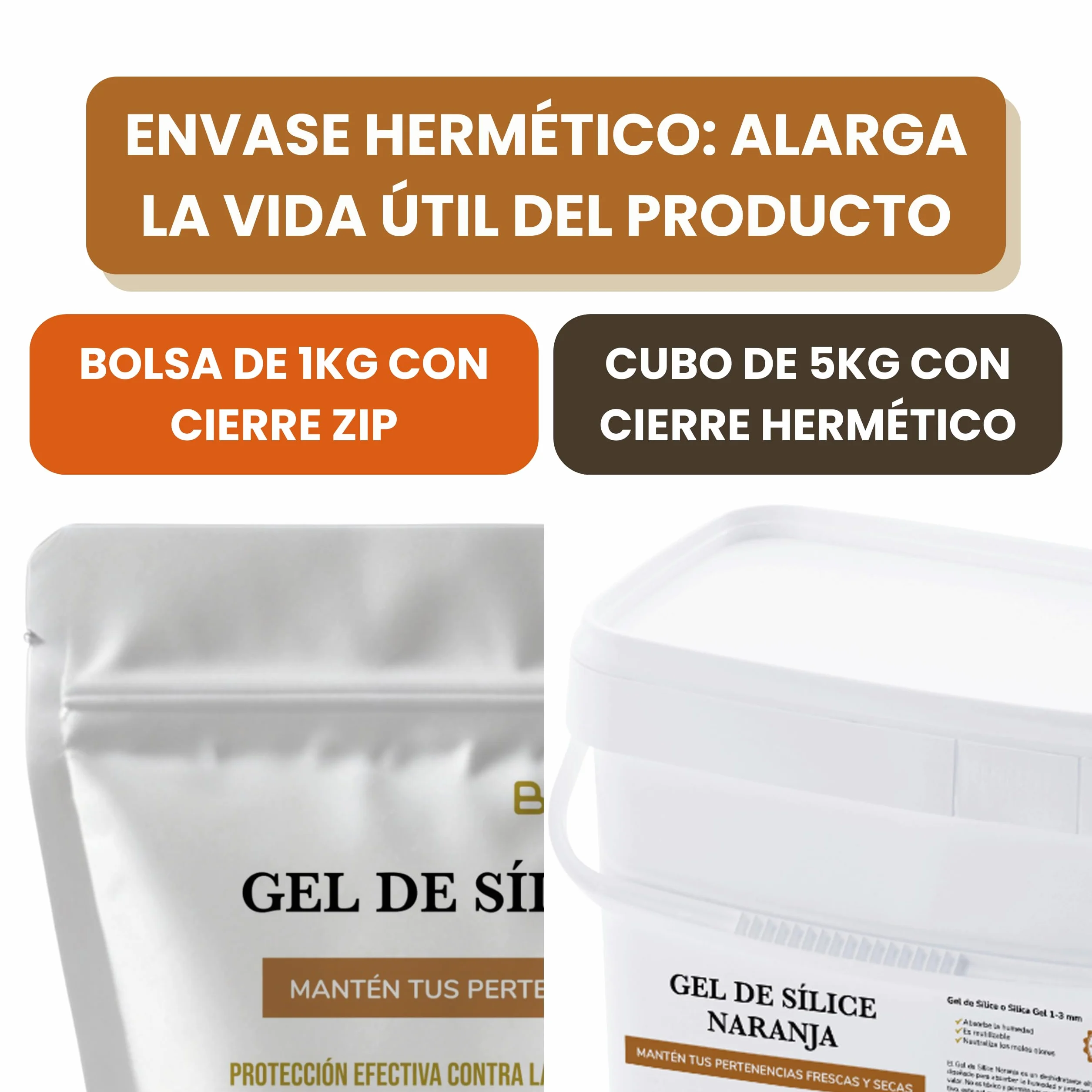 Gel de Sílice Naranja Indicador Humedad 5KG Antihumedad Natural