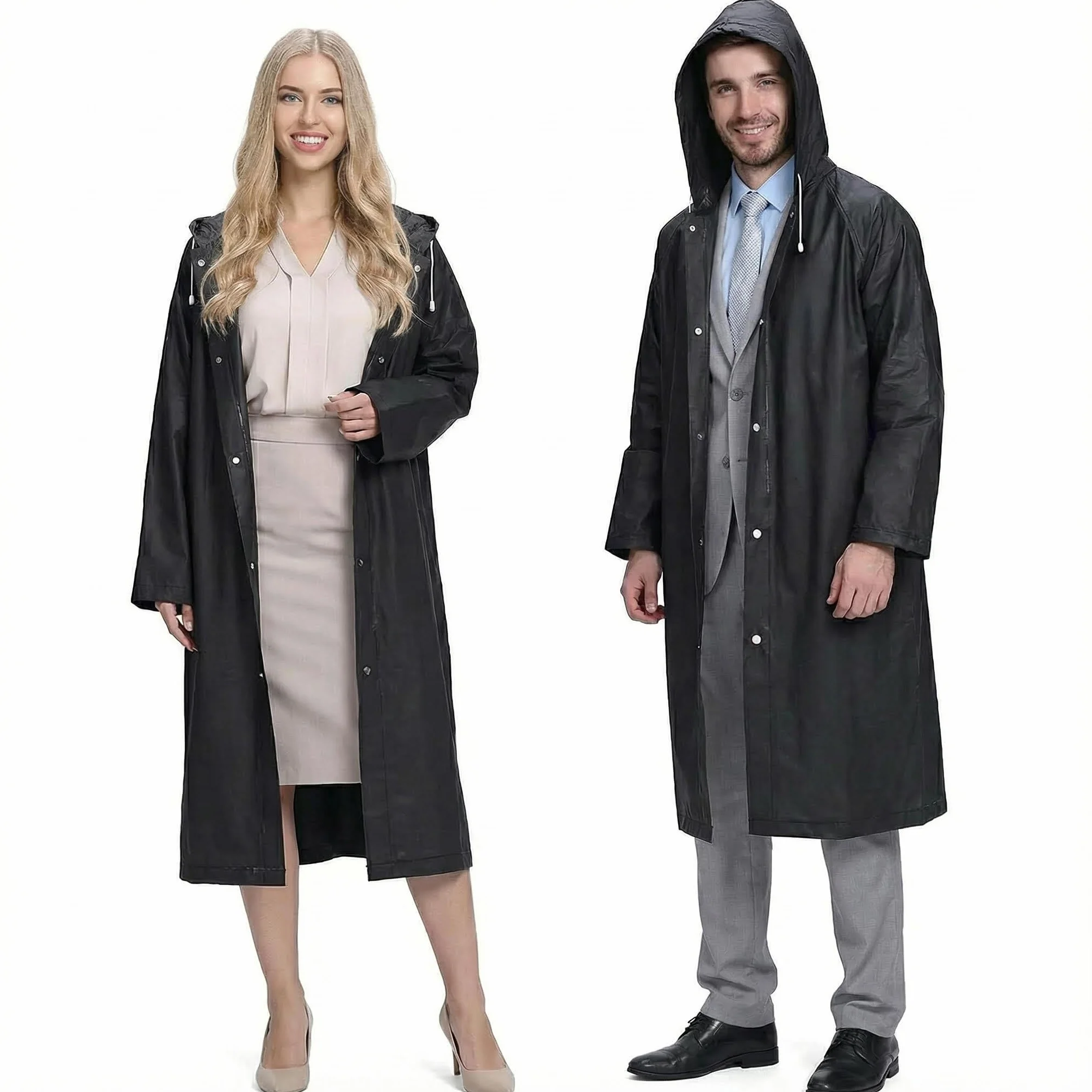 Poncho de Lluvia Impermeable con Capucha y Mangas, Reutilizable, Talla Única para Hombre y Mujer